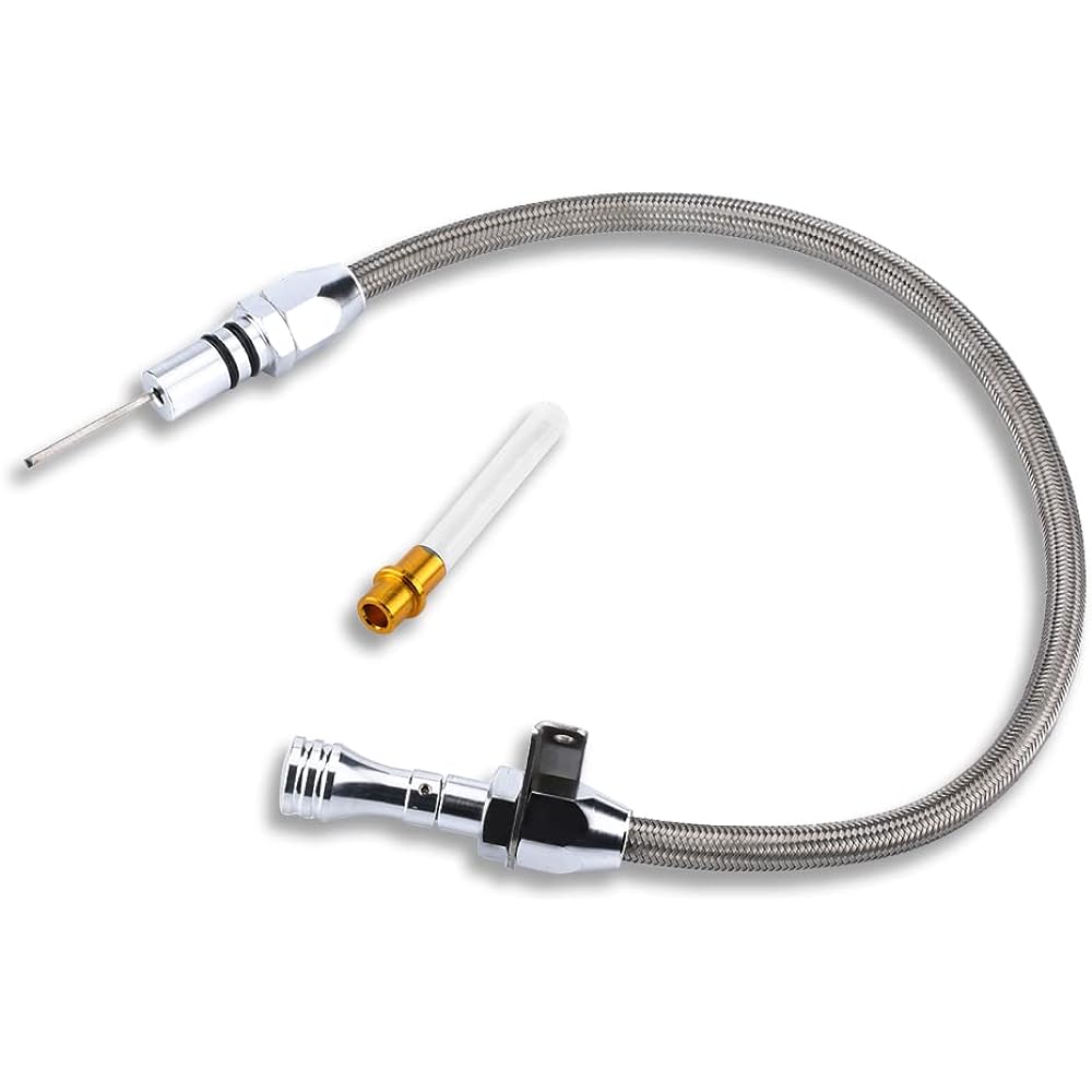 DEMOTOR PERFORMANCE 530mm Flexible Stainless Transmission Oil Dipstick for Chevrolet GM 700R4 SBC BBC Silver