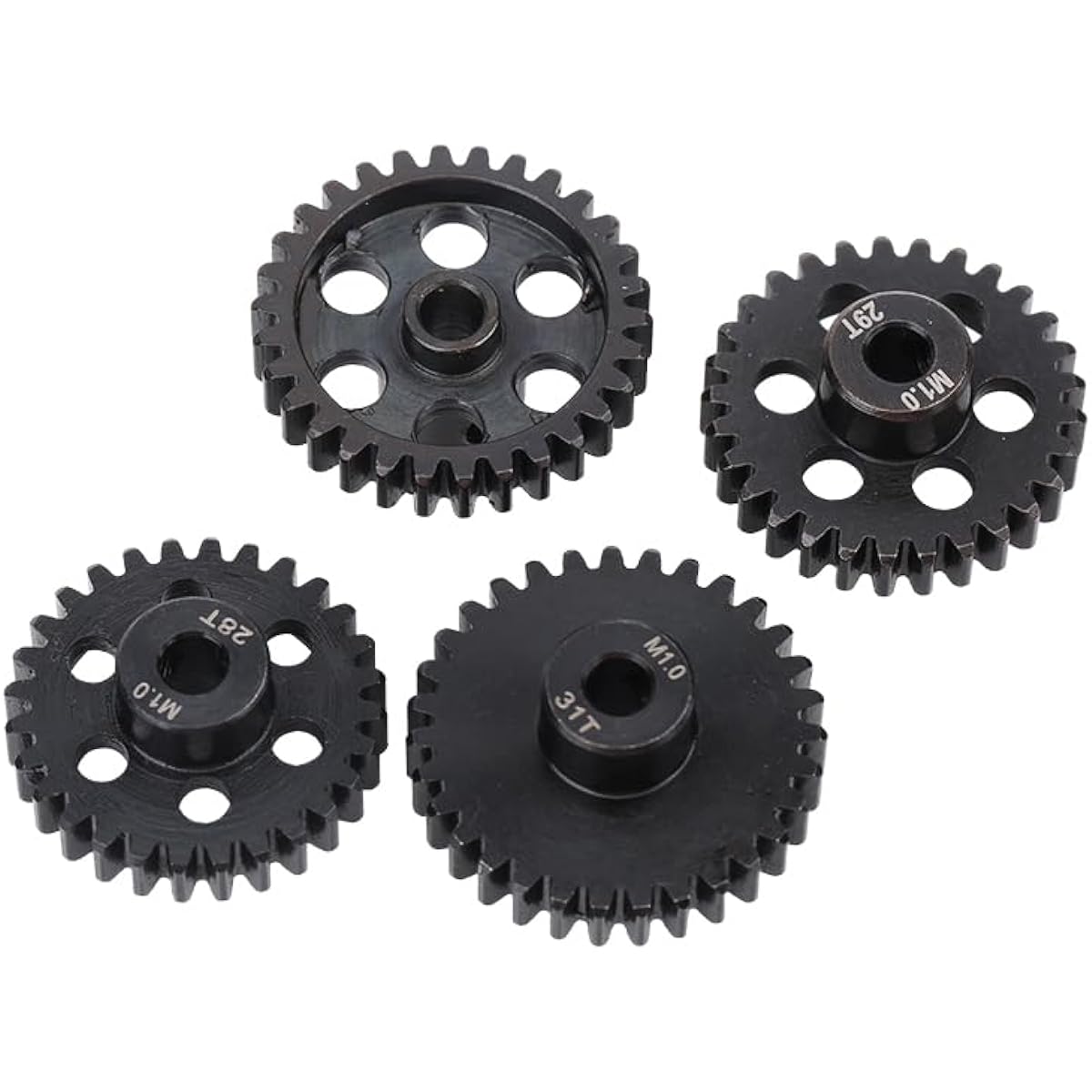JIECHUN 4pcs M1 5mm Shaft Hole 28T 29T 30T 31T Steel Pinion Motor Gears Compatible with 1/8 RC Car Brushless Motor