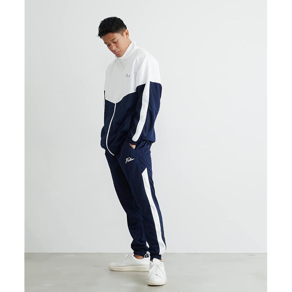 [Fila] Jersey Top and Bottom Set, Running Wear, Plain Track Jacket, Jogger Pants, Color Switching, Big Silhouette, Long Sleeve, Fitness Training Wear, Large Size
