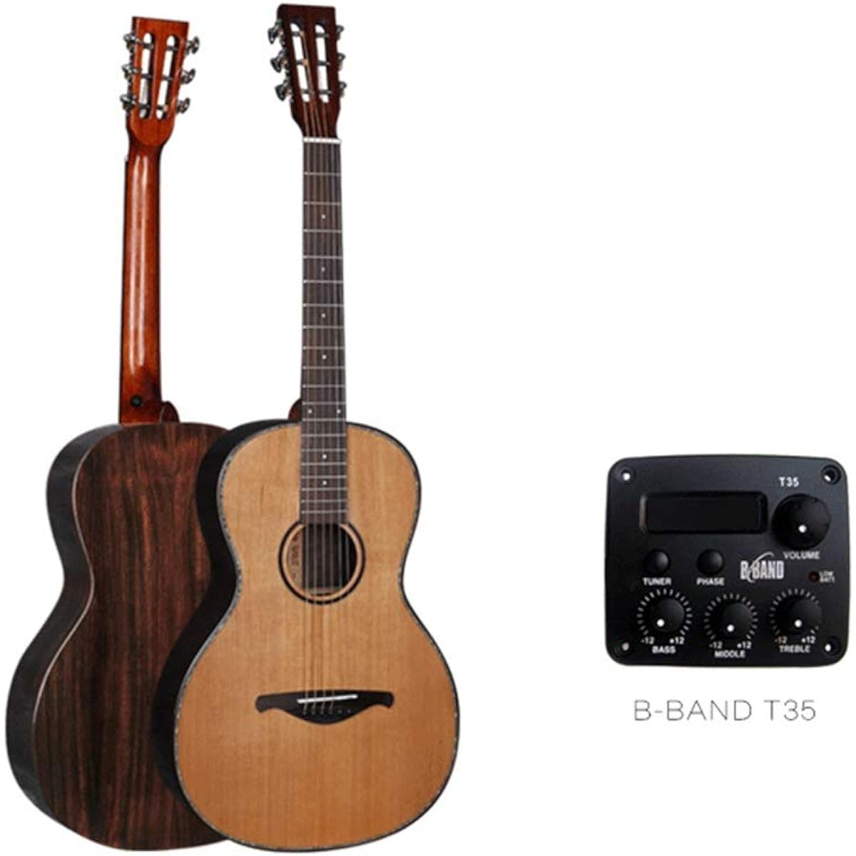 Acoustic Guitar Single Board Folk Retro Guitar Can Be Installed Electric Box 38 Inch Round Acoustic Guitar Classic Guitar (Color: Natural, Size: 38 inches)