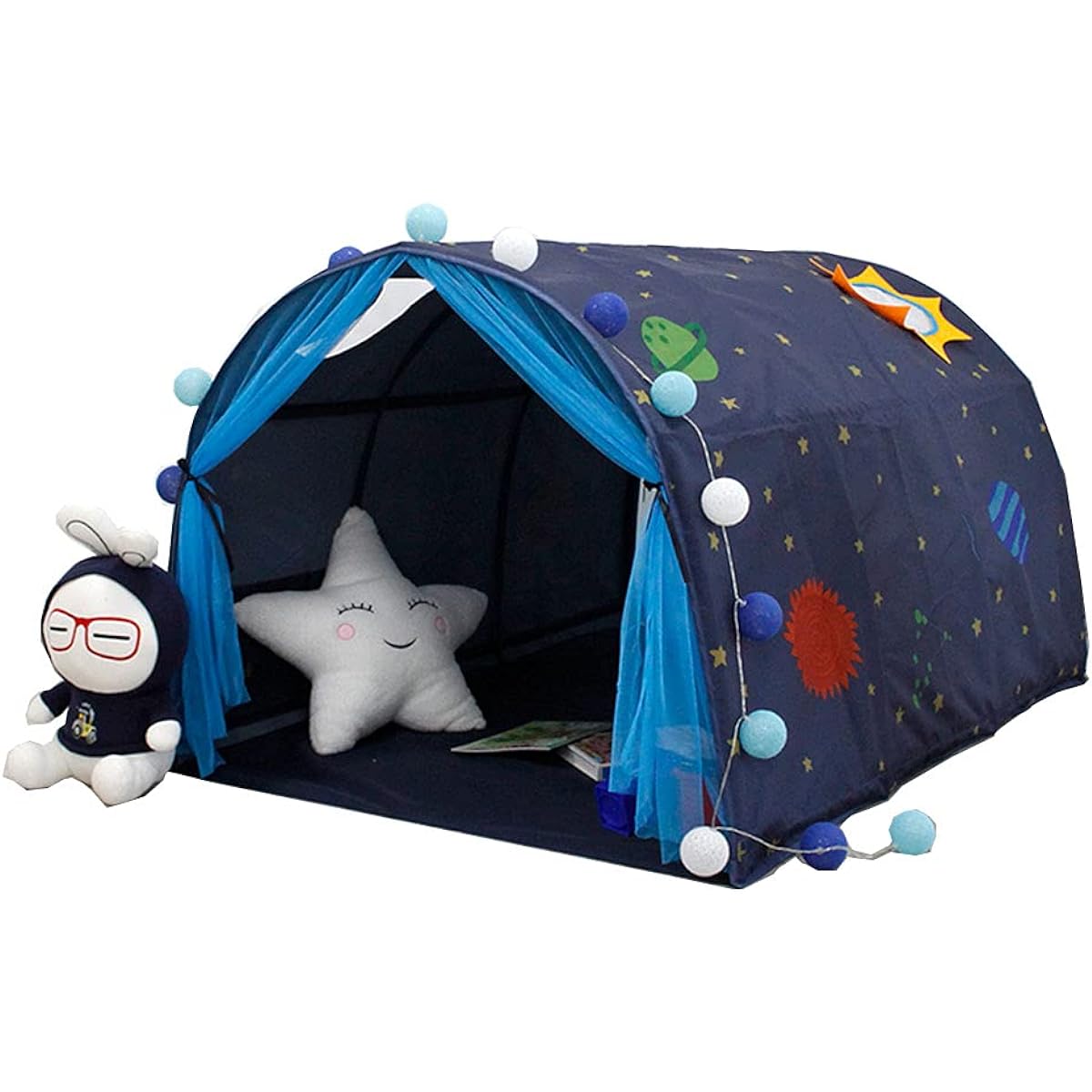 QIRUN Children's Bed Tent Indoor Tent Sleeping Tent Playhouse Kids Play Tent with Anti-Mosquito Net Privacy Space Sleeping Indoor Toy Game House Sleeping Bag Kids Tent with Storage Bag