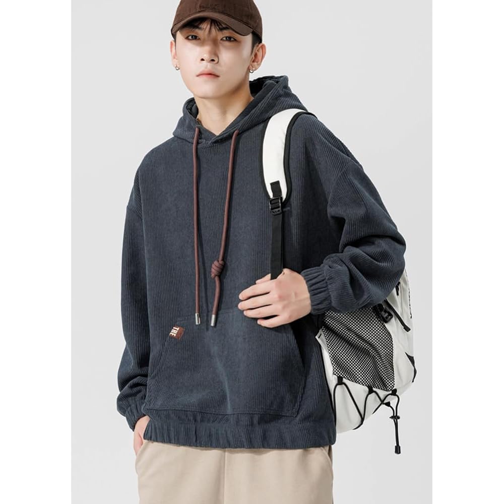 [Sera] Pullover Parka, Hooded, Men's Top, Long Sleeve, Outerwear, Corten, Thick, Warm, Loose, Drop Shoulder, Stylish, Casual, Autumn, Winter, Spring