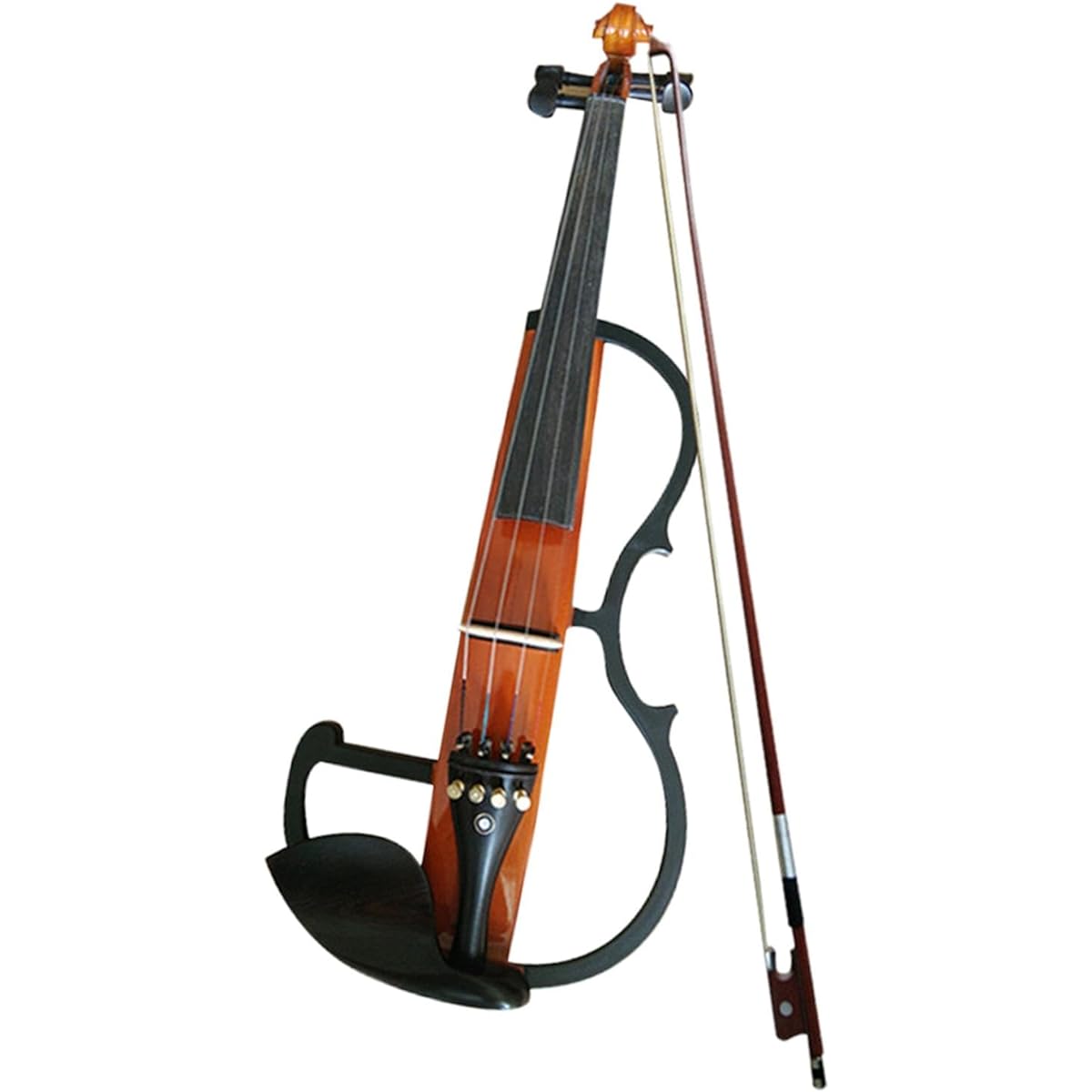 Folpus Electric Violin Set with Hard Case, Fiddle and Violin Bow, Headphones and Violin Accessories for Performance, Brown