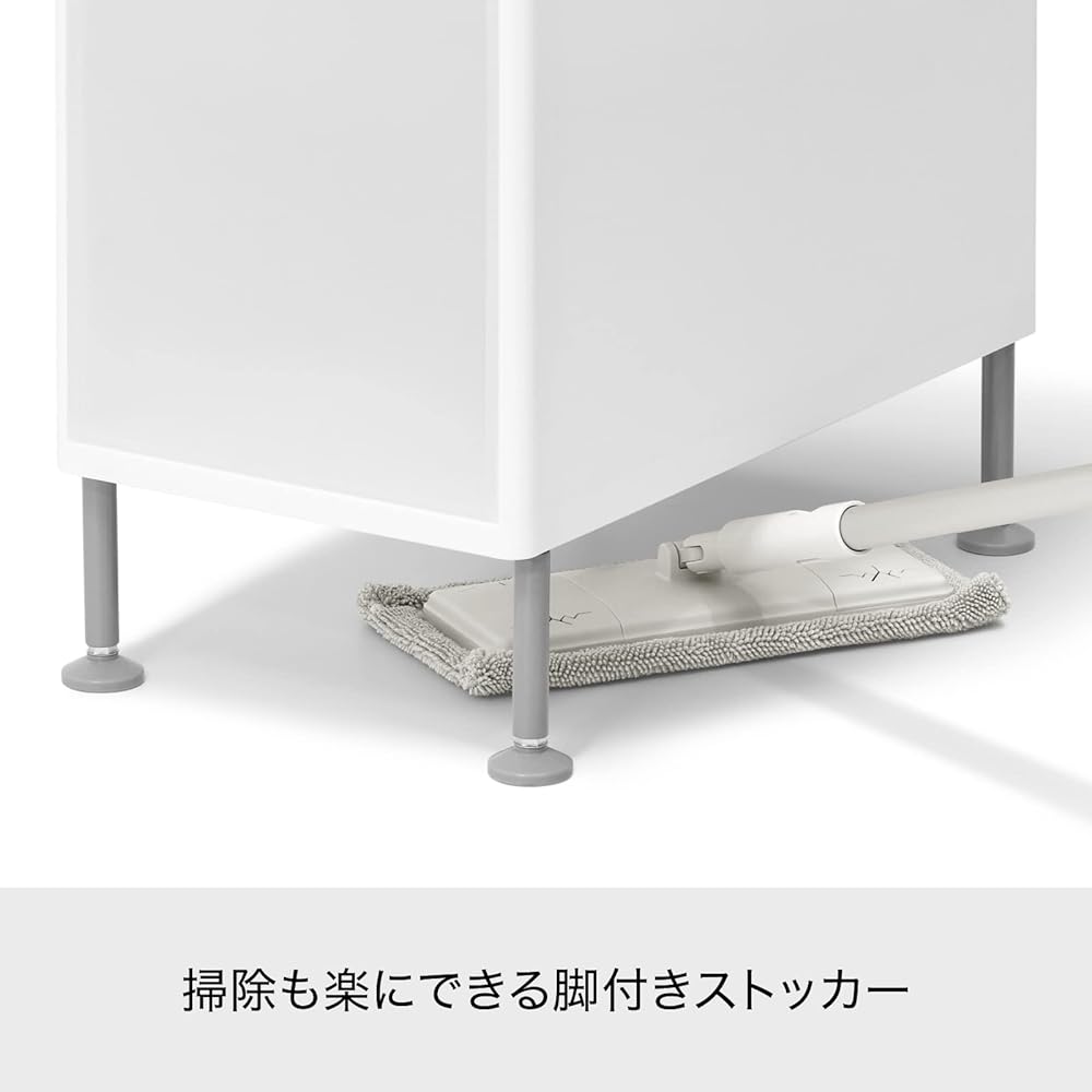 Like-it Laundry Storage Gap Drawer Super Slim 3 Tiers Approximately Width 14 x Depth 46.5 x Height 82 cm All White Made in Japan FTS-111LA (With Adjuster) Washing Machine Side Space Gap Storage