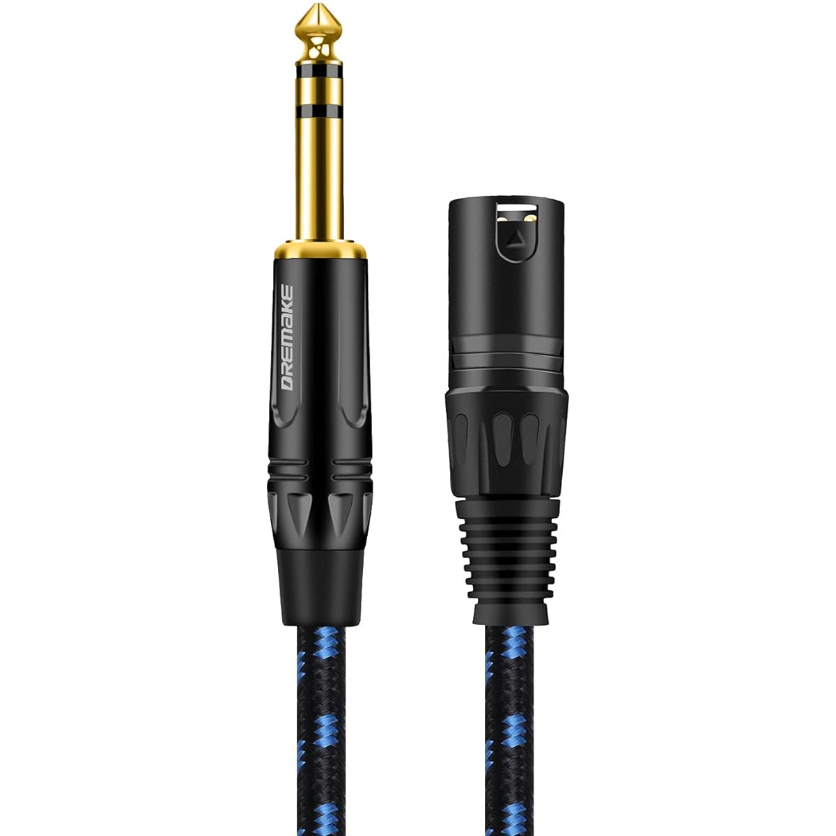 DREMAKE 33' XLR to 1/4" TRS Microphone Audio Cable XLR 3 Pin Male to Quarter" 6.35mm/6.5mm TRS Male Balanced Interconnect Patch Cord for Electric Drum Saxophone Effects Pedal AMP Power Amplifier