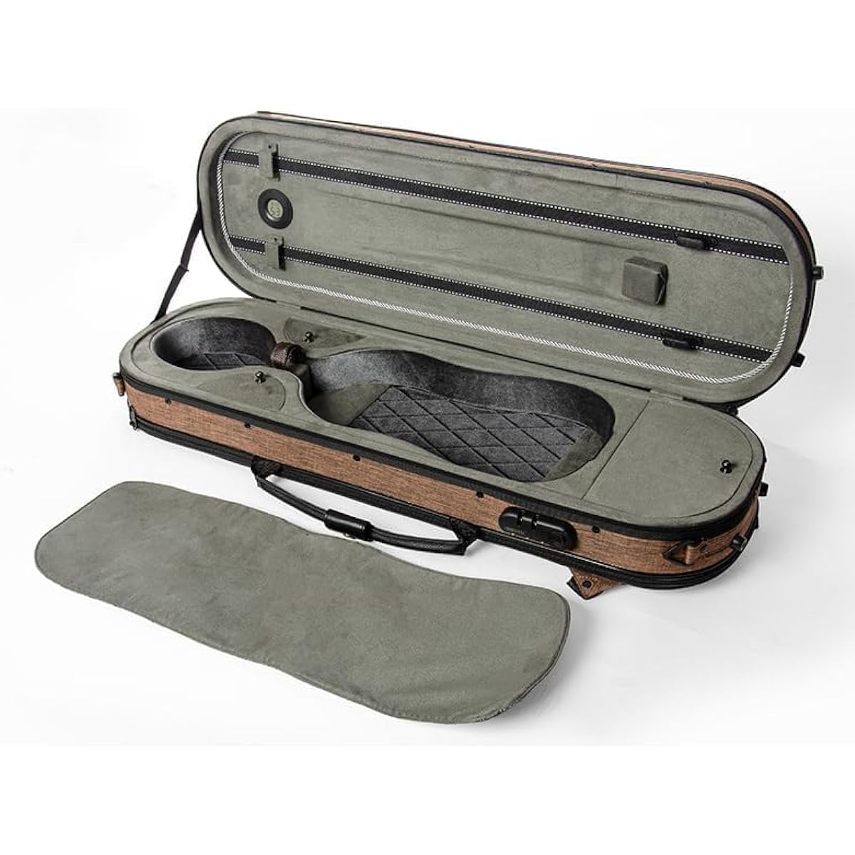 Christina 4/4 Full Size Violin Oval Canvas Oxford Case with Built-in Hygrometer, Lock and Shoulder Belt or Strap (BVTE) (Red)