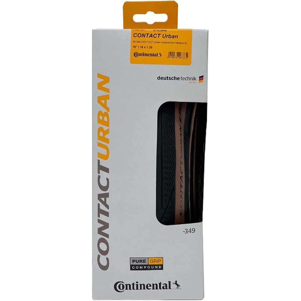 Continental CONTACT URBAN Black/Brown 16X1.35(35-349) BK/Brown FB Clincher 1 piece
