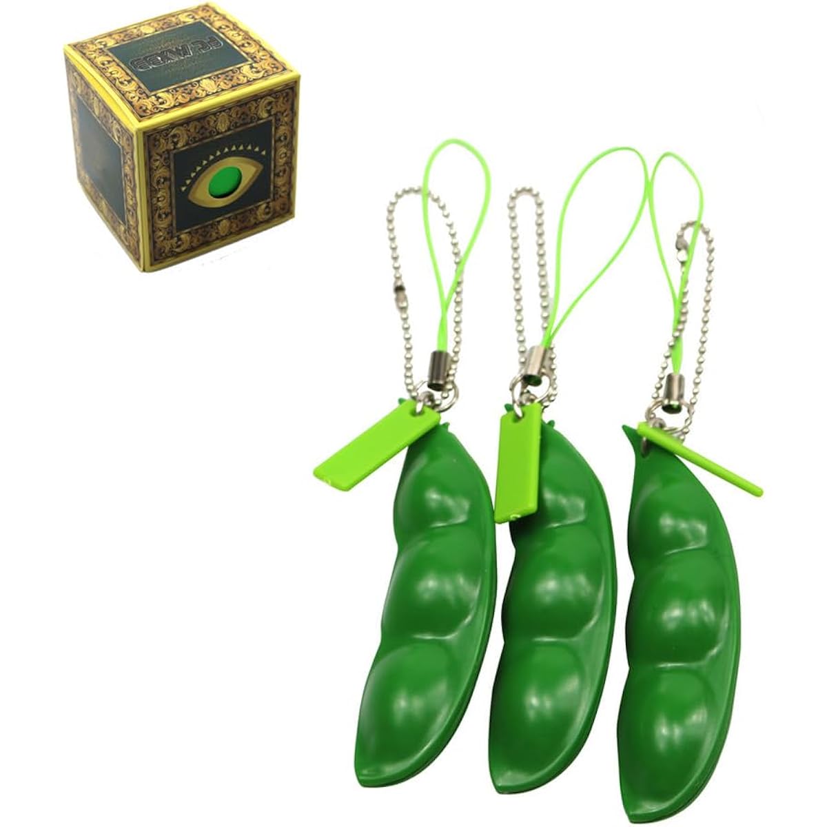 FC MXBB 3 Pack Fidget Toys Squeeze-a-bean Soybean Stress Relieving Key Chain Key Ring Cell Phone Chain Pendant