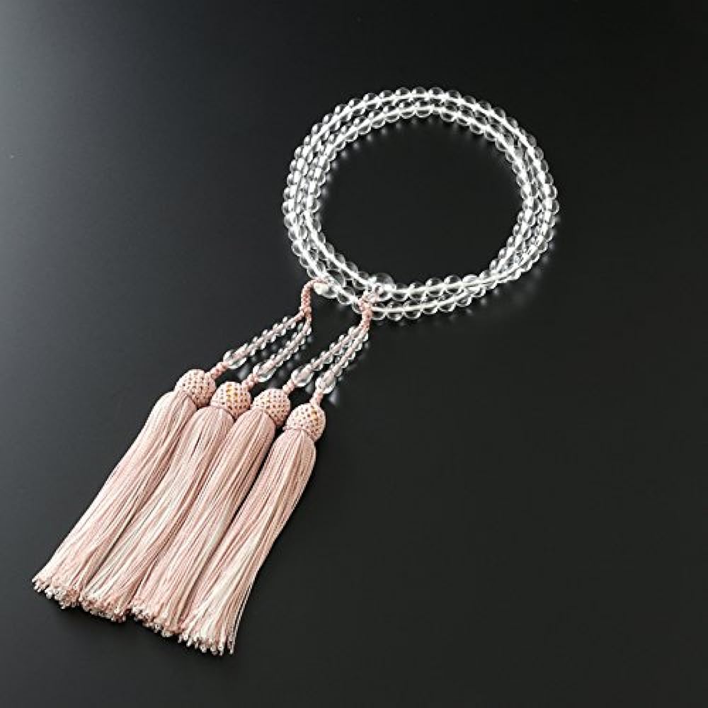Kyoto Buddhist Altar Hayashi Prayer Beads for Eight Sects (For Eight Sects) Genuine Crystal Two-Colored Bunch (Ashen Cherry White) (For Women) Official Ceremony [Bead Bag Set] SW-078 Kyoto Prayer Beads