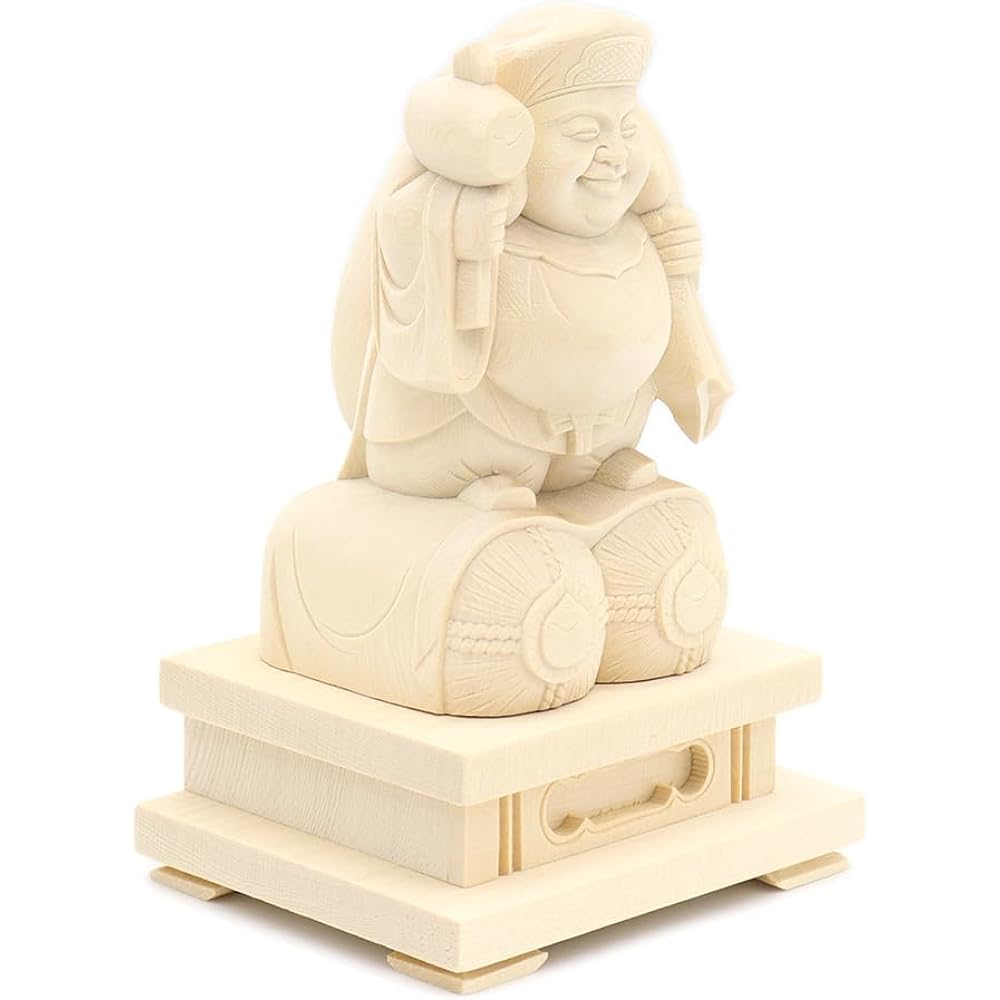 Kurita's special Buddha statue [Various Tenjin] Cypress wood Daikokuten standing statue (total height approx. 14cm, width 8.5cm, depth 7cm) Tawara square pedestal 13670