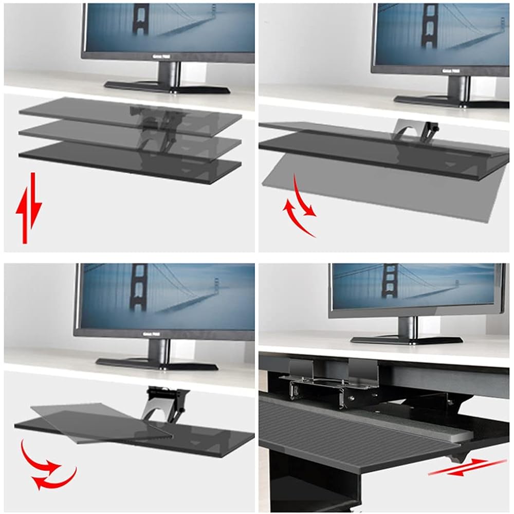 OUGIC Keyboard Tray, Under Desk Keyboard Slider, Ergonomic, Width 24cm Length 75cm Adjustable, 360 Degree Rotation, Adjustable Height and Angle for Improved Posture, Keyboard Slider, Easy to Install