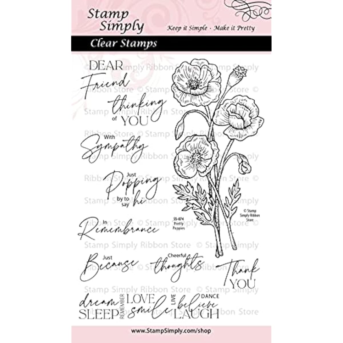 Stamps Simply Clear Stamps Pretty Keshie Veteran Remembrance and Sympathy Sentiments 4x6 Inch Sheet - 10 Pieces