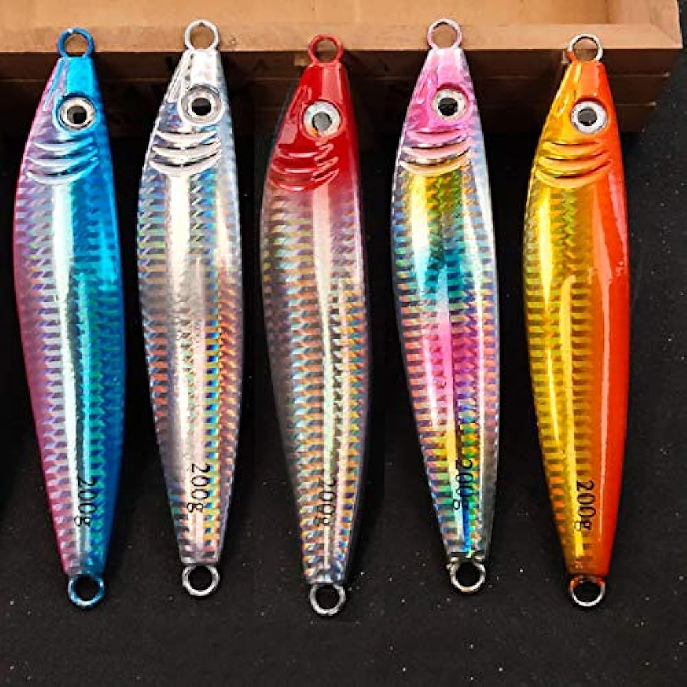 EternalStars Metal Jig Lure Metal Jig Set 15g 20g 30g 40g 60g 80g 100g 120g 150g 180g 200g Lure Set, Sea Bass Lure Spoon Lure, Trout Lure Set, Metal Jig Lure Set, Jig Spoon Lure Set Fishing Spoon 5 Pieces Different Colors