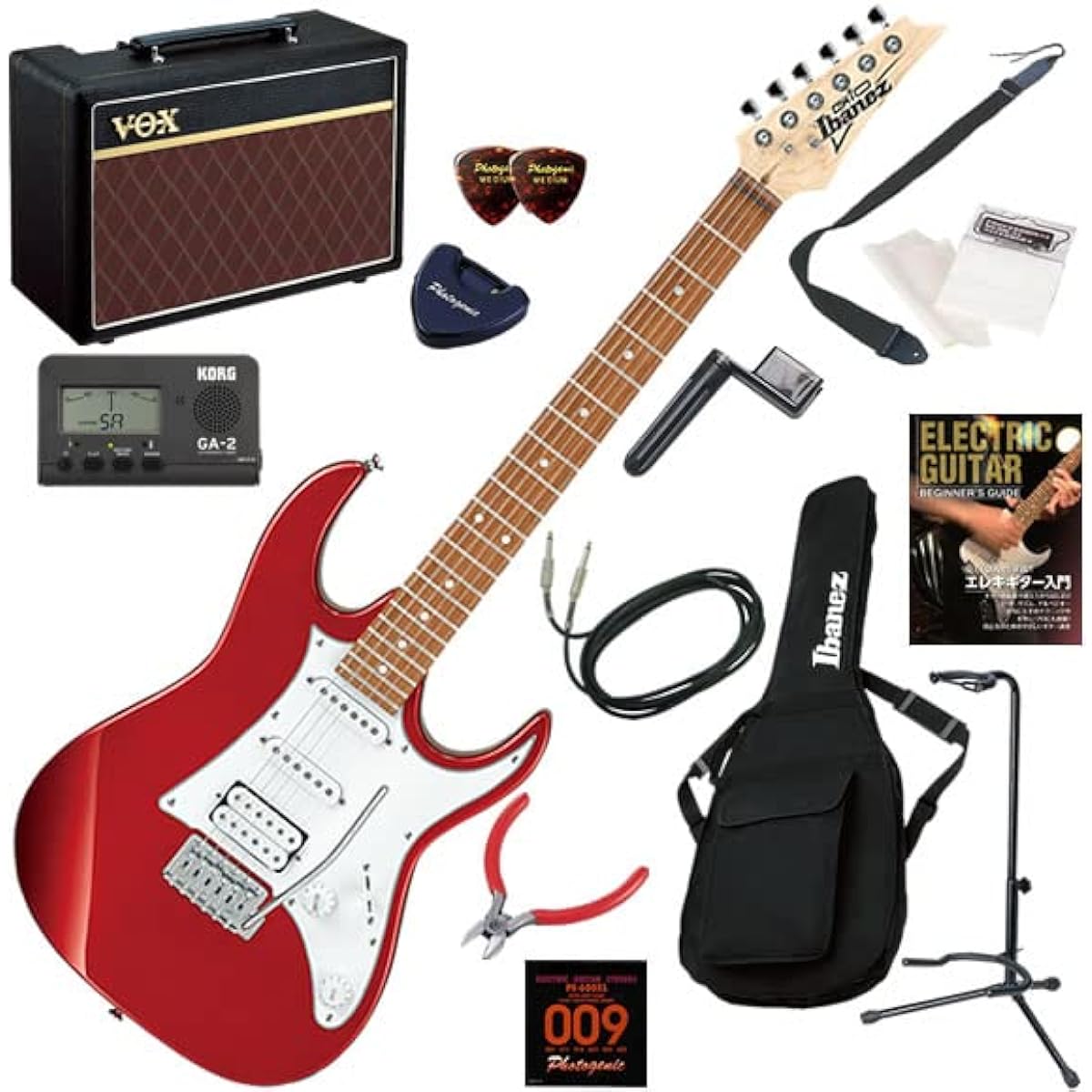 Ibanez Electric Guitar Beginner's Guide GIO Series Authentic 14-piece set including VOX Pathfinder10 GRX40/CA (Candy Apple)