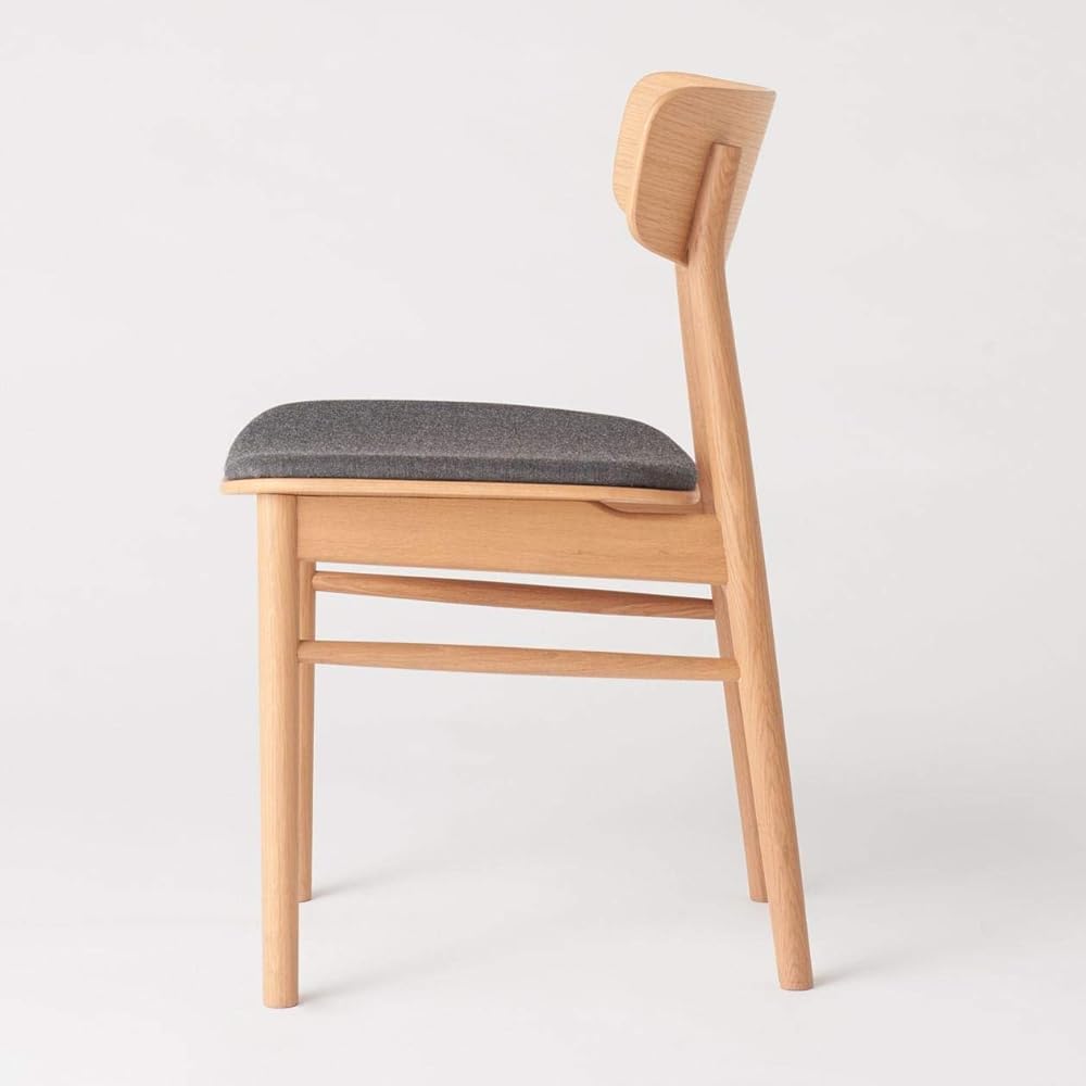 MUJI Round Chair, Cloth Seat, Oak Wood Width 45 x Depth 51 x Height 77cm 82009286