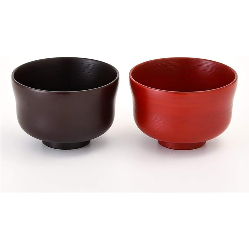Hiroharu Echizen Lacquerware Ball-shaped Soup Bowl Approx. 11cm Set of 2 Dishwasher Safe Plum A-25 Red