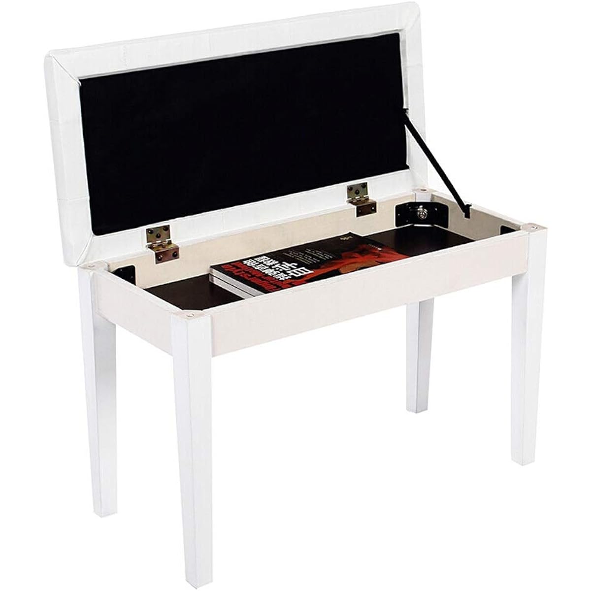 Keyboard Bench Piano Chair Keyboard Stool Piano Stool Wooden Two-Person Electric Piano Stool Guzheng Stool with Bookshelf Leather Seat Piano Keyboard Bench (Color: White, Size: 75x34x50cm)