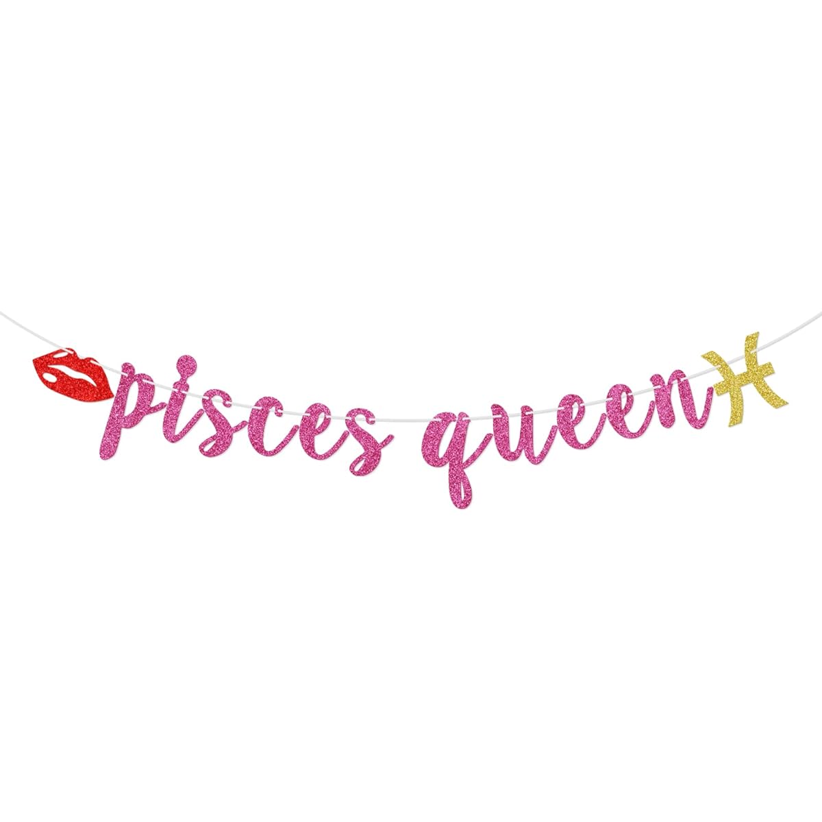 Pisces Queen Banner February March Birthday Banner Pisces Sign Zodiac Birthday Party Decorations 21 Years Old 25 Years Old 30 Years Old 40 Years Old 50 Years Old 60th Birthday Party Decorations Rose Glitter