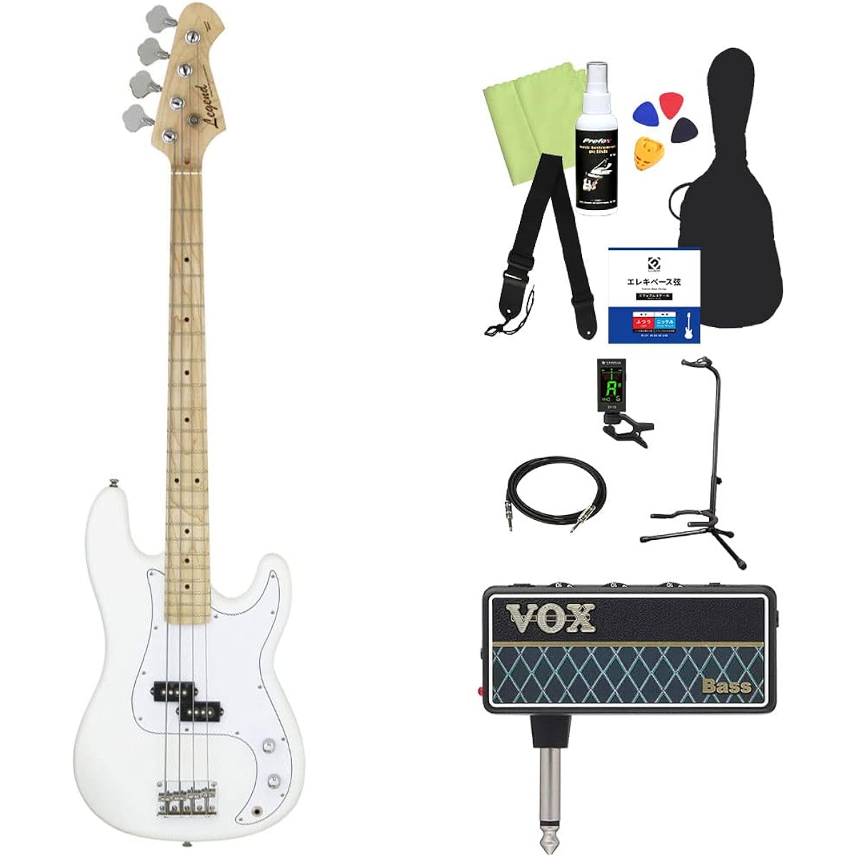 LEGEND LPB-Z Bass Beginner 12-piece Set [With Headphone Amplifier] M-WH P-B Type Legend