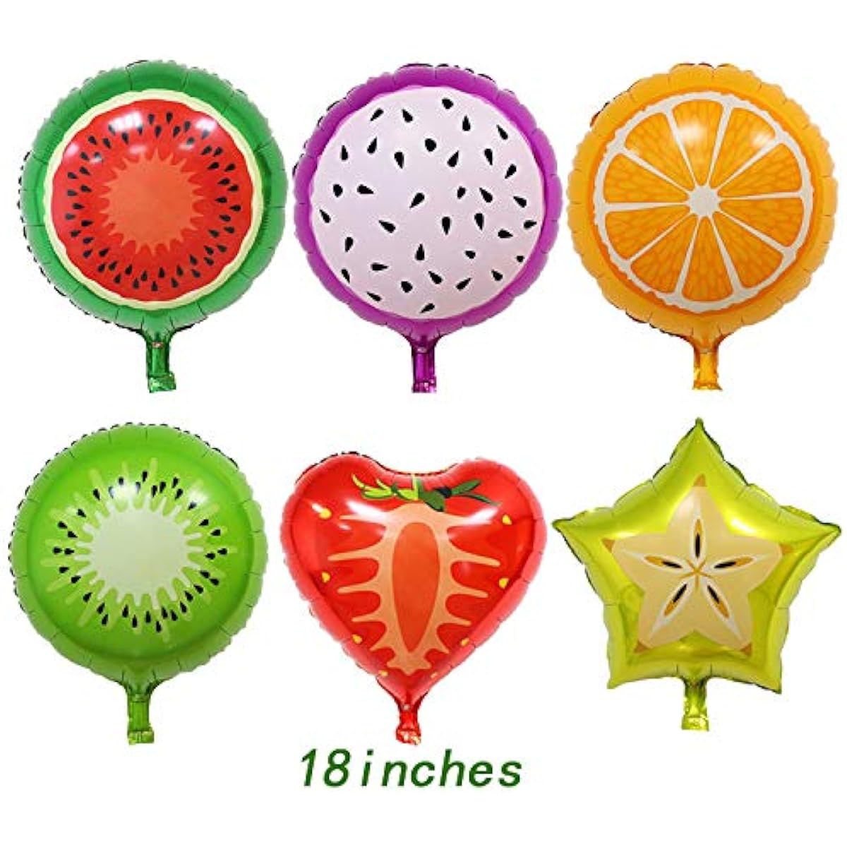 Morndew 6pcs Fruit Foil Balloons 18inch Large Balloons for Kids Birthday Party Baby Shower Decorations