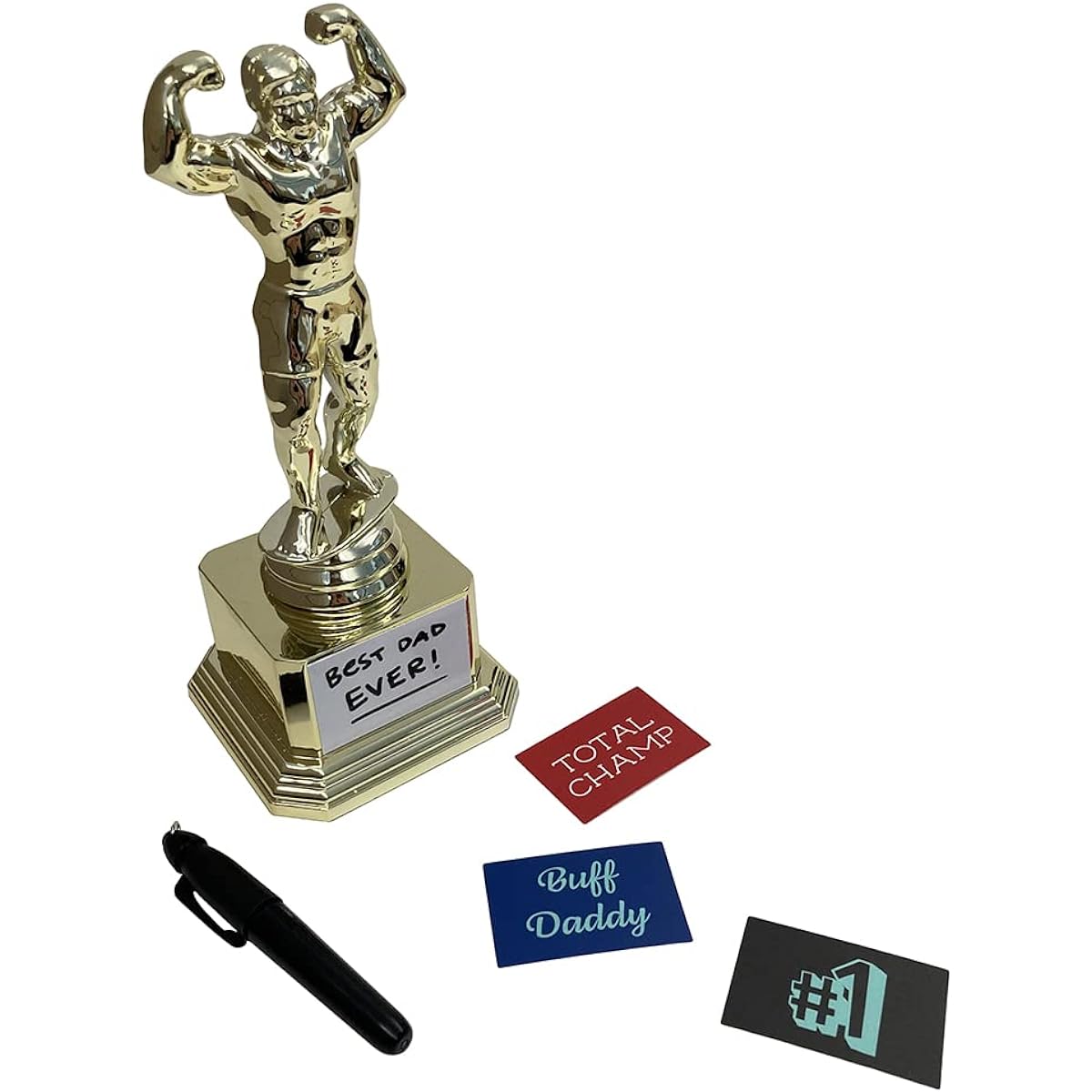Customizable Dad BOD Trophy - Fun Humor Gift for Dad, Husband, Boyfriend on Birthday or Father's Day - 8" H x 3.25" W Award Celebration Party Reusable
