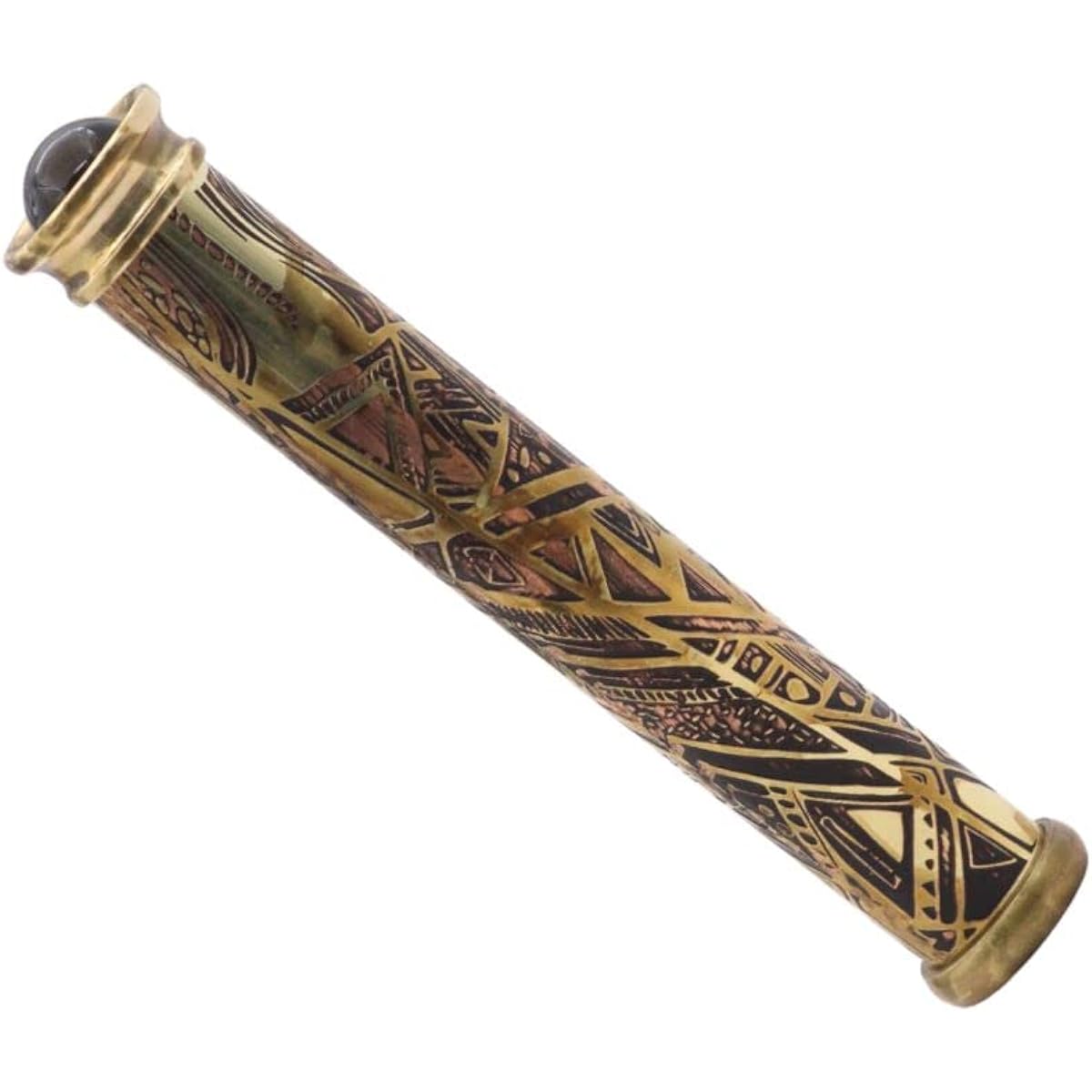 RII Telescope Kaleidoscope Etched Brass Polished Brass Telescope with Wooden Display Stand Unique Gift for Husband
