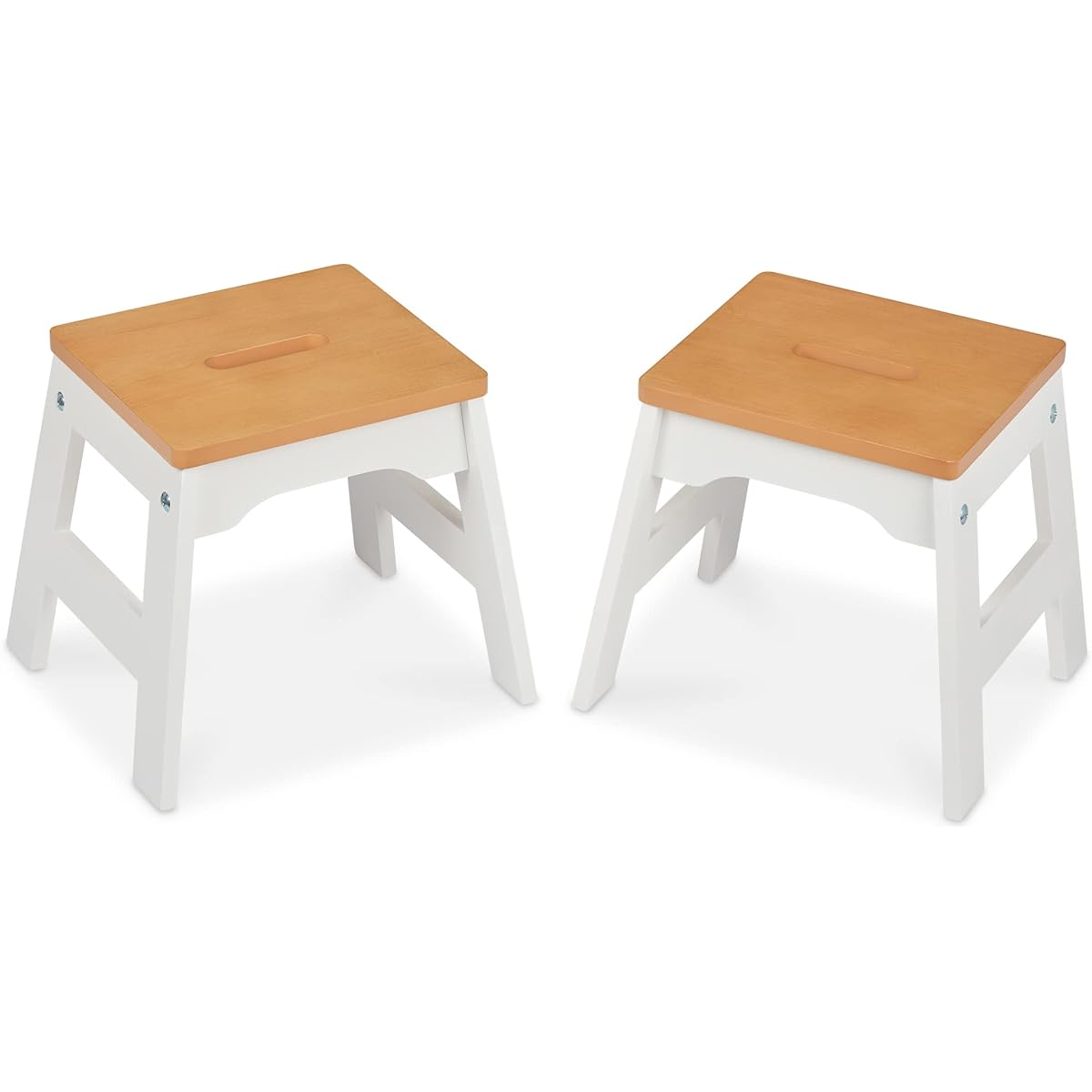 Melissa & Doug Wooden Stool - Stackable 11" Height - Natural/White