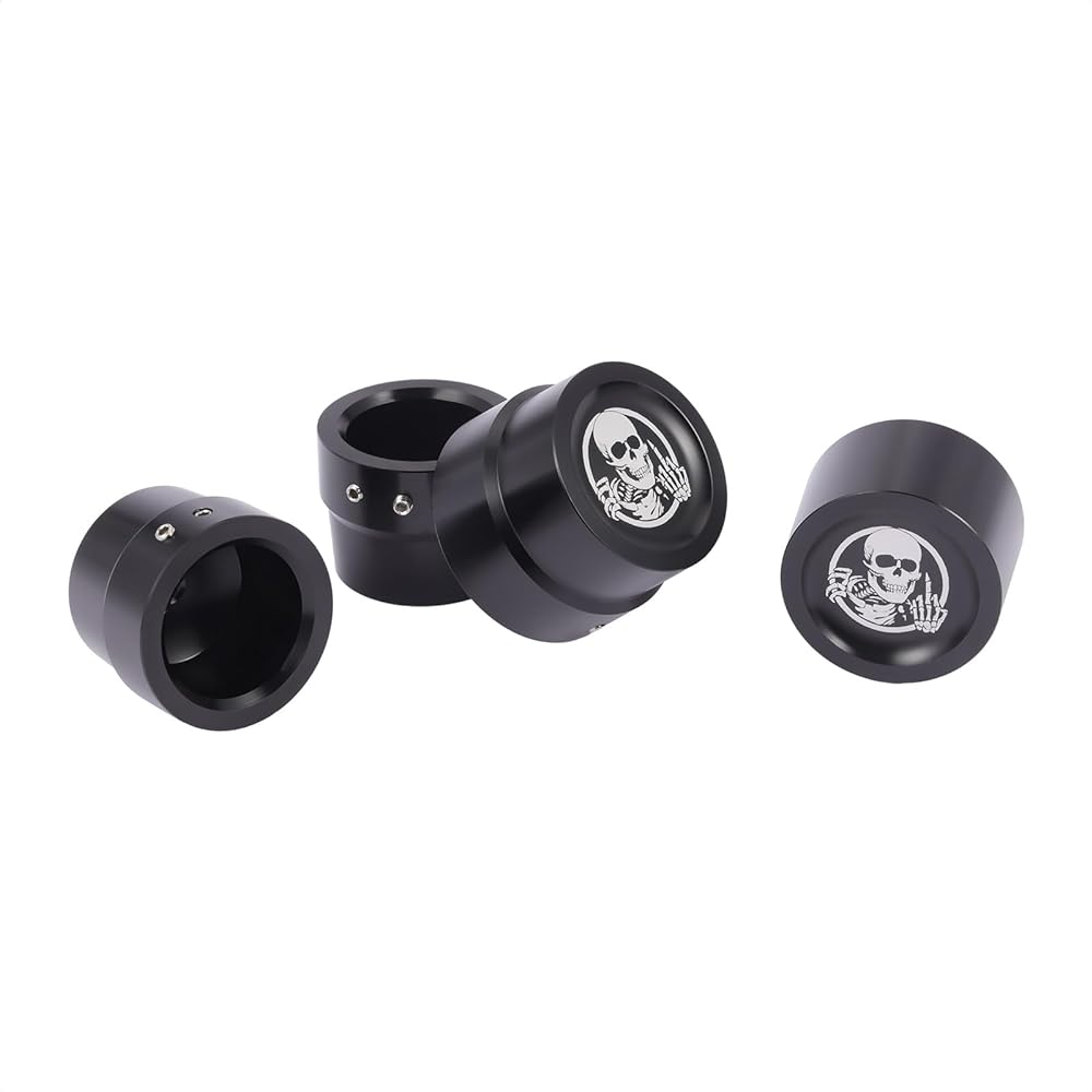 Front + Rear Cover Cap Nut Bolt Aluminum CNC Front Axle Nut Cover Cap Skull Style Compatible with Harley Sportster XL 883 1200 Pack of 4