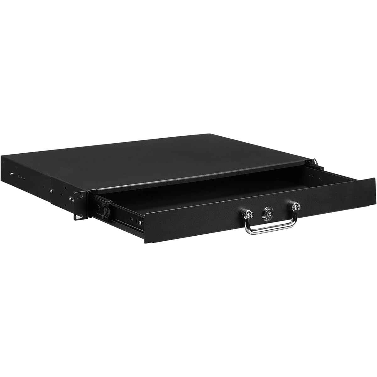 MECCANIXITY 1U Rack Mount Drawer 19" for AV/Network/DJ Equipment Rack or Cabinet with Lock and Key