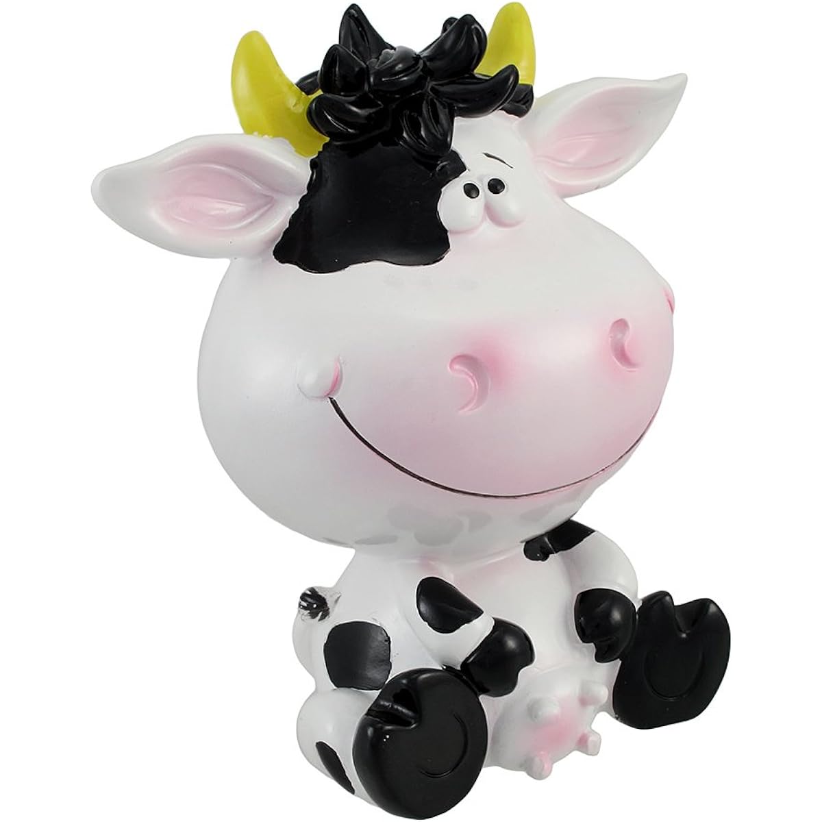 Silly Sitting Black and White Milk Cow Children's Coin Bank