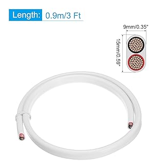 uxcell 2 Core 8AWG Duplex Marine Wire 3 Feet Tin Plated Copper Insulated Boat Cable with PVC Jacket for Automotive Boat Marine Speaker
