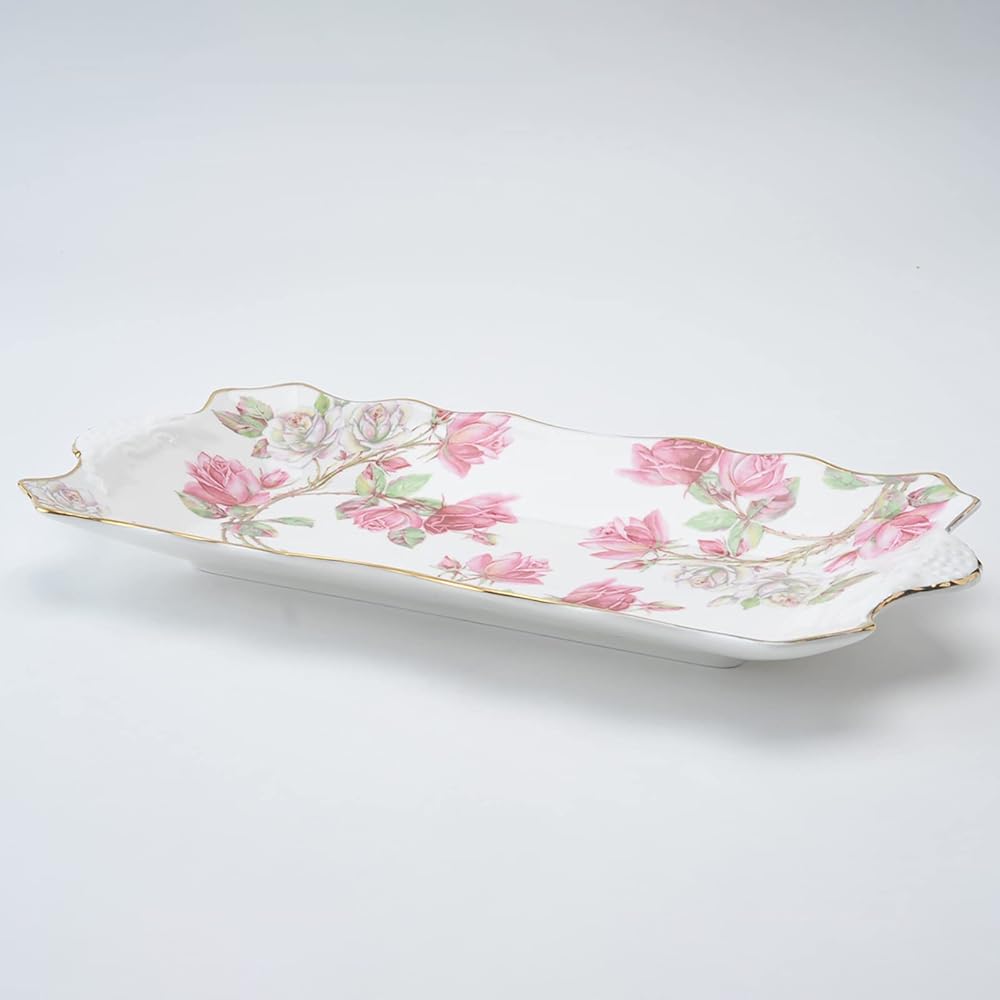 Aynsley Elizabeth Rose Pink Sandwich Tray Plate Approx. 31.5 x 15.5cm EROS20647C