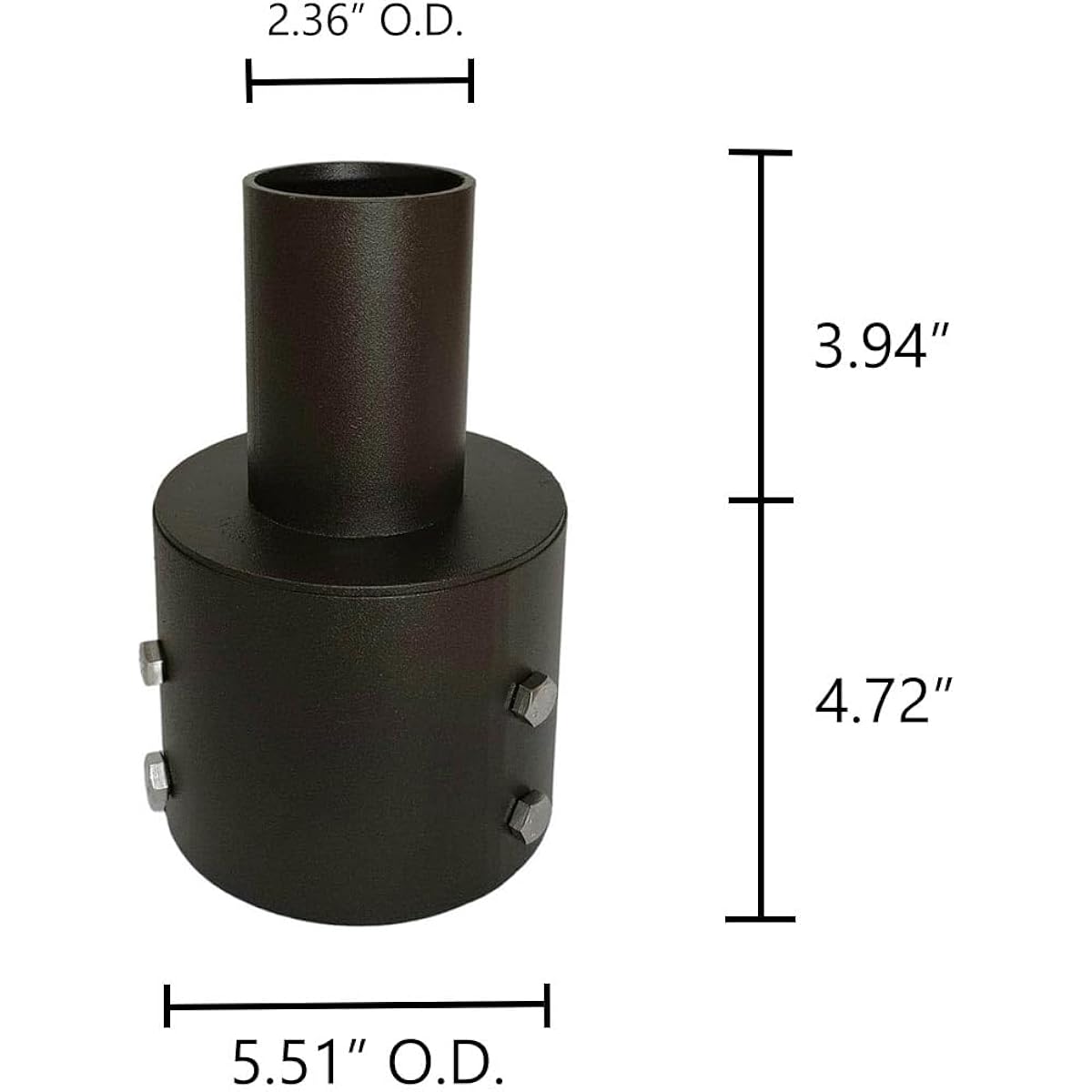 Tenon Adapter for 5" Round Pole Fits Top Tenon 2 3/8" Slip Fitter Mount Bottom Part 5.5" Dark Brown Pole Top Mount Heavy Duty Steel Round Pole Bracket for LED Area Light