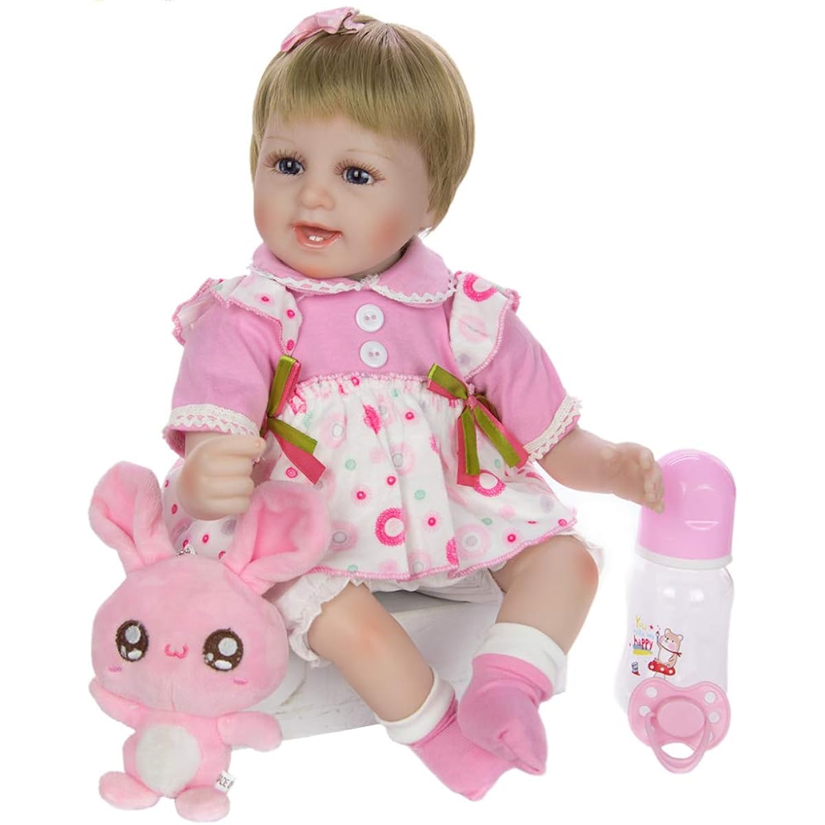 Smiley Face Cute 45cm Reborn Toddler Dolls Soft Silicone Vinyl Reborn Baby Dolls 18inch Kids Playmates Birthday Gift