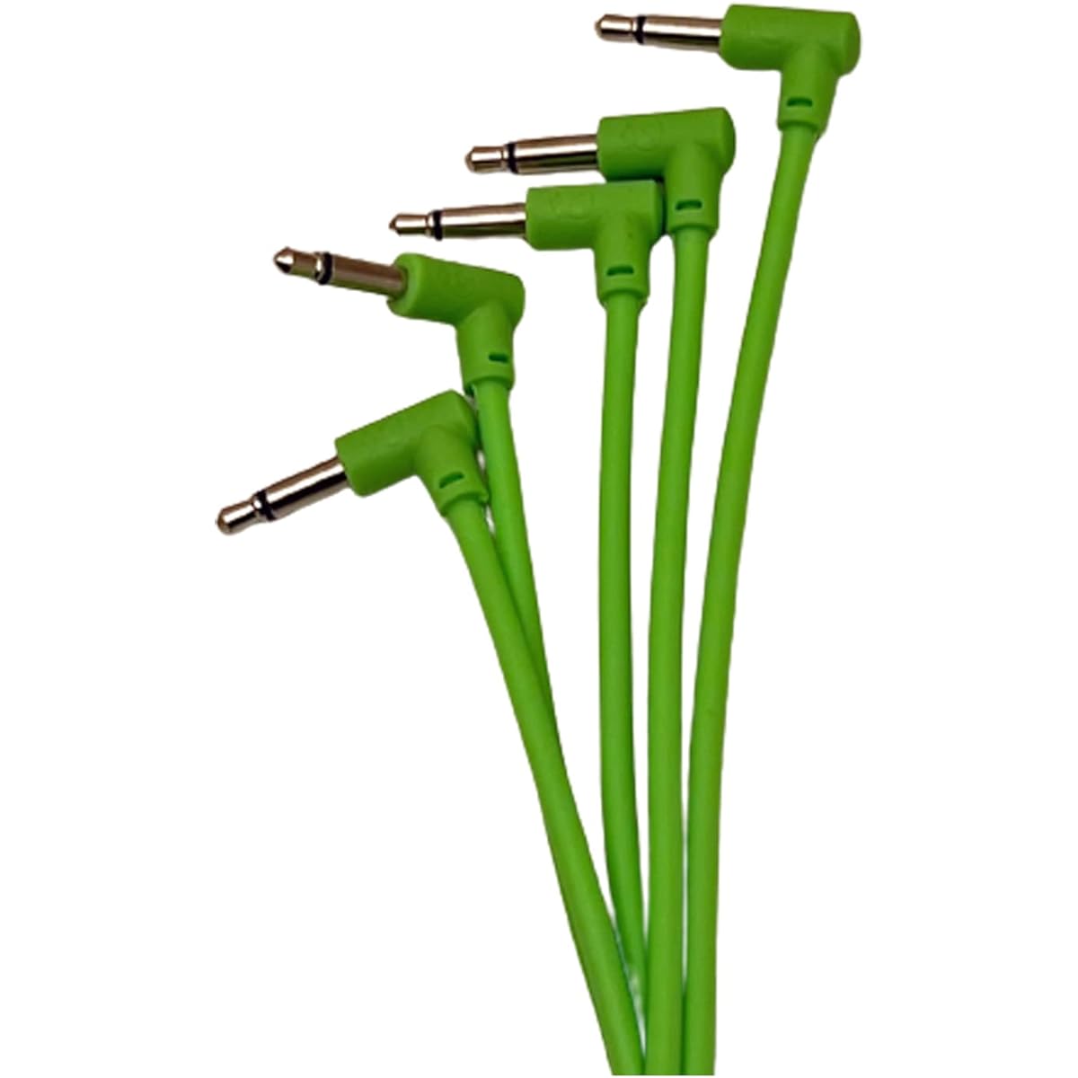 Luigis Modular M-PAR Right Angle Eurorack Patch Cables - Pack of 5 Green Cables 18" (45cm)