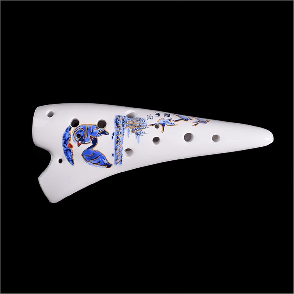 12 Holes Alto C Tone Ocarina Flute Chinese Style Pattern White Ceramic Ocarina for Beginners Ocarina Musical Instrument