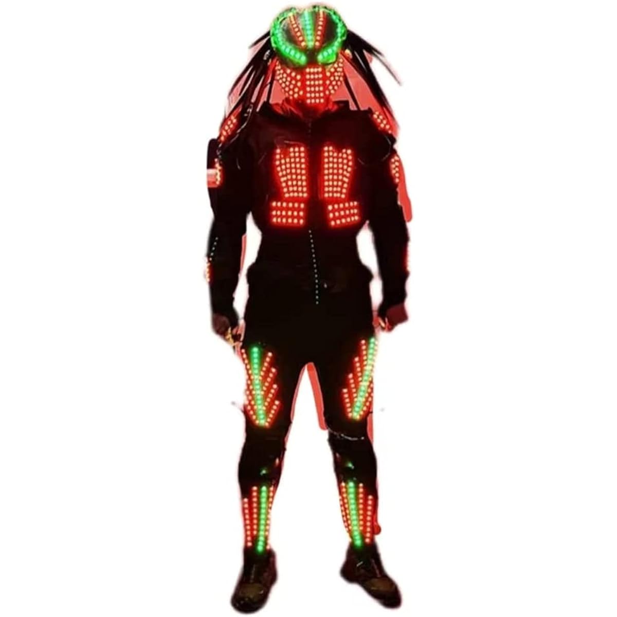 Earthradius LED Robot Costume Stage Show Light Up Luminous Gloves Mask Clothes for Bar DJ Dance Party