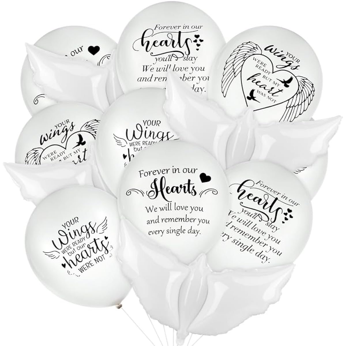 Auidy_6TXD 64 Pieces White Memorial Balloon Peace Dove Balloon Funeral Balloon Pigeon Bird Balloon White Latex Balloon 12 Inch 3 Rolls White Balloon Ribbon for Funeral Decoration