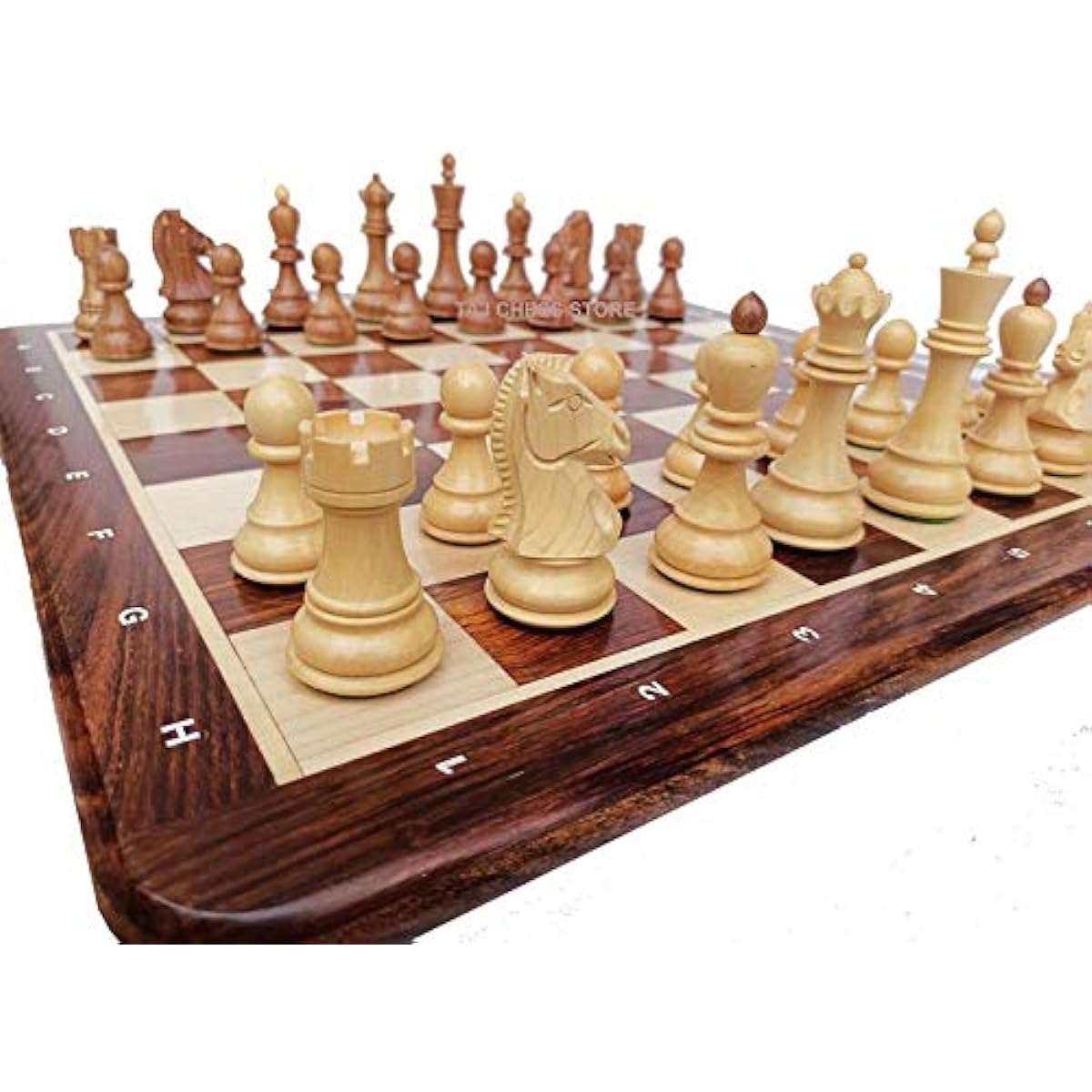 Luxury Chess Set - Wooden Dubrovnik Chessmen | 19" Golden Rosewood Chess Board | Algebraic Notation Board | 2 Extra Queens