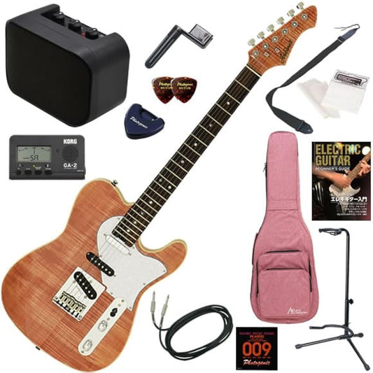 AriaPro2 Electric Guitar Beginner's Guide 13-piece Set with Mini Amplifier 615-AE200/MP (Misty Pink)