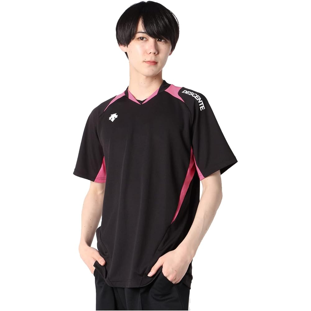 DESCENTE T-Shirt, Short Sleeve Game Shirt, Volleyball Standard, Sweat Absorbent, Quick Drying, Dry Stretch, Unisex, Men's, Women's, Practice, Club Activities, Club