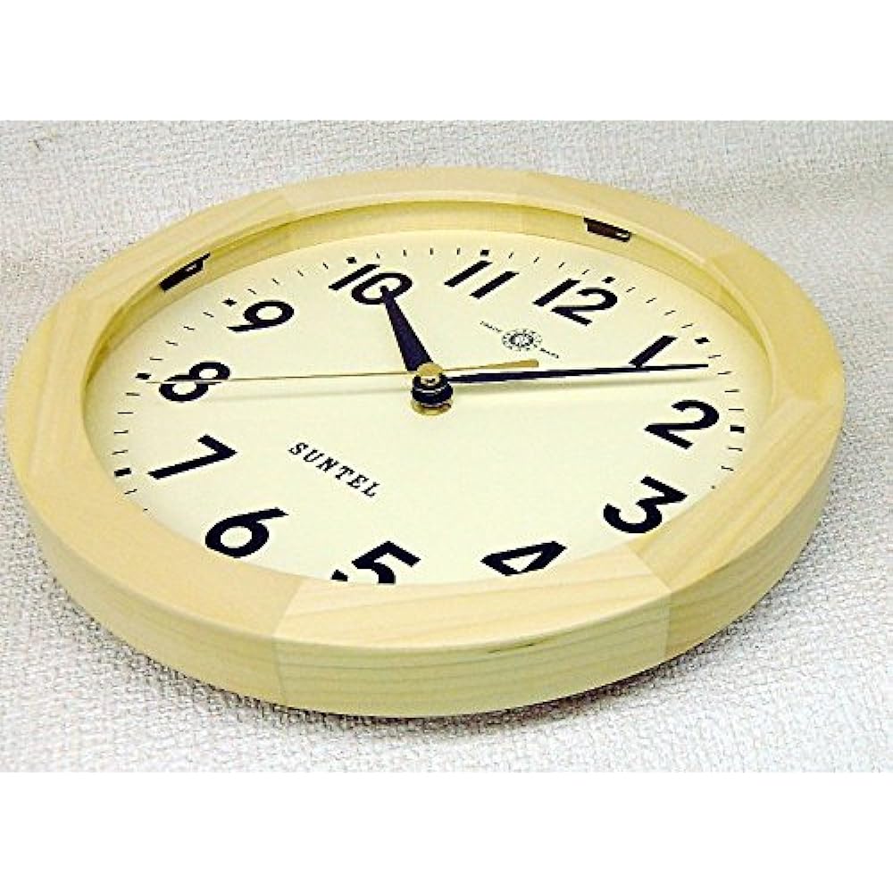 Suntel Wall Clock Natural Diameter 250 x 60mm Simple Radio Controlled Clock Arabic Natural SR02-NA A