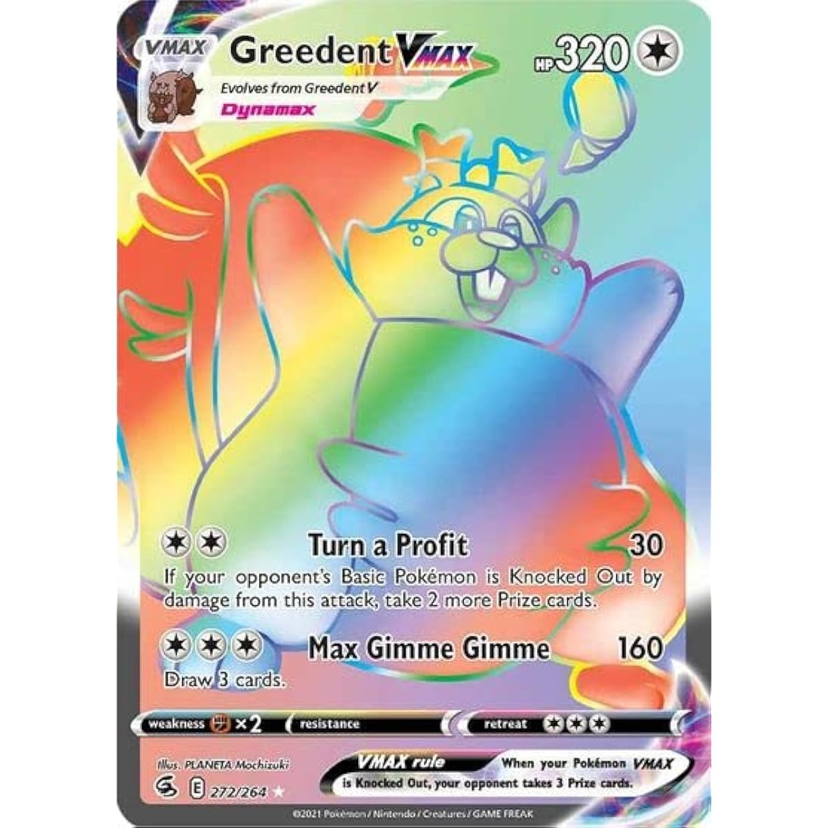 Greedent VMAX - 272/264 - Secret Rare - Sword & Shield - Fusion Strike.