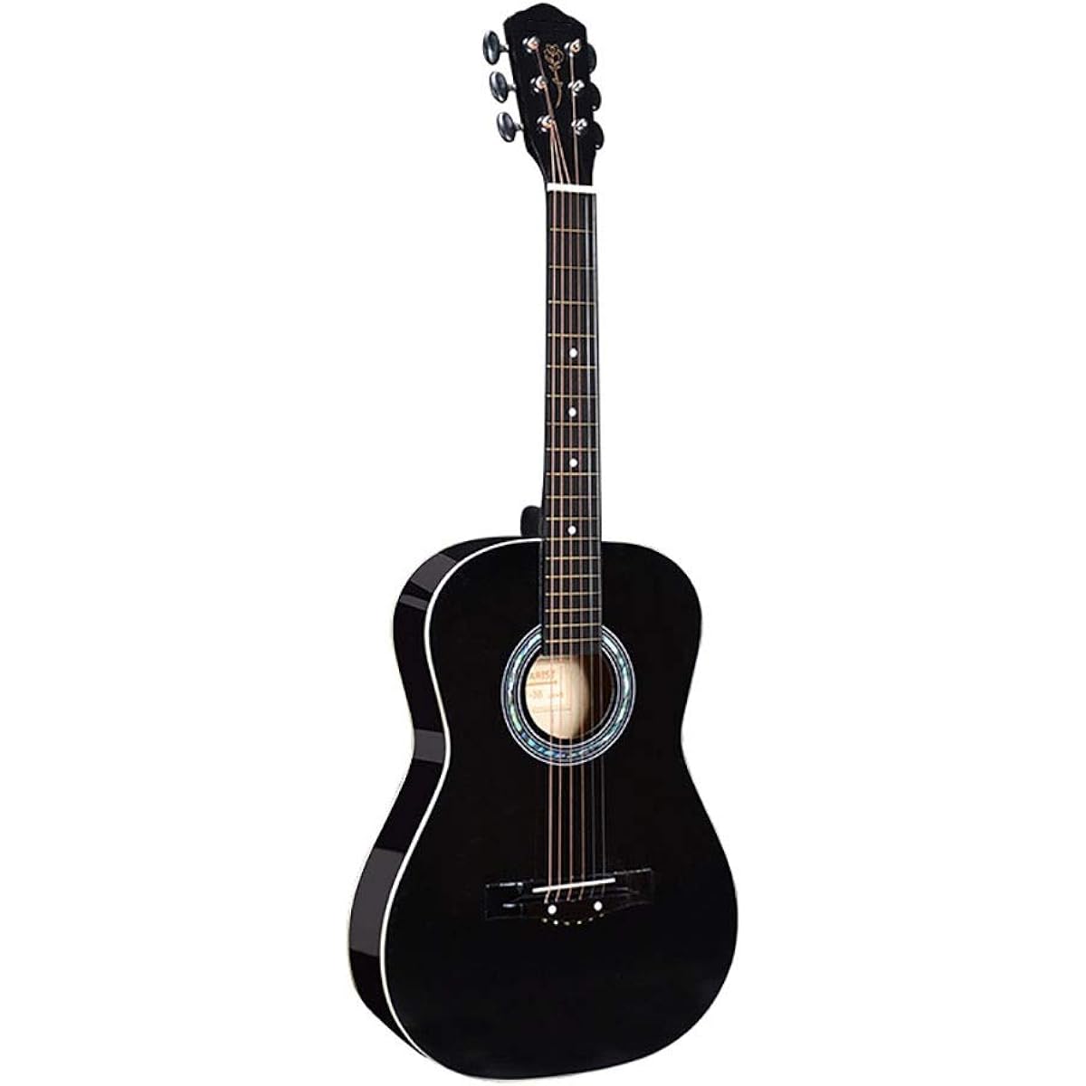 Lightweight Guitar Complete China 34 Inch Bright Black Acoustic Guitar for Kids Beginners Easy to Learn (Color: Black, Size: 34inch)