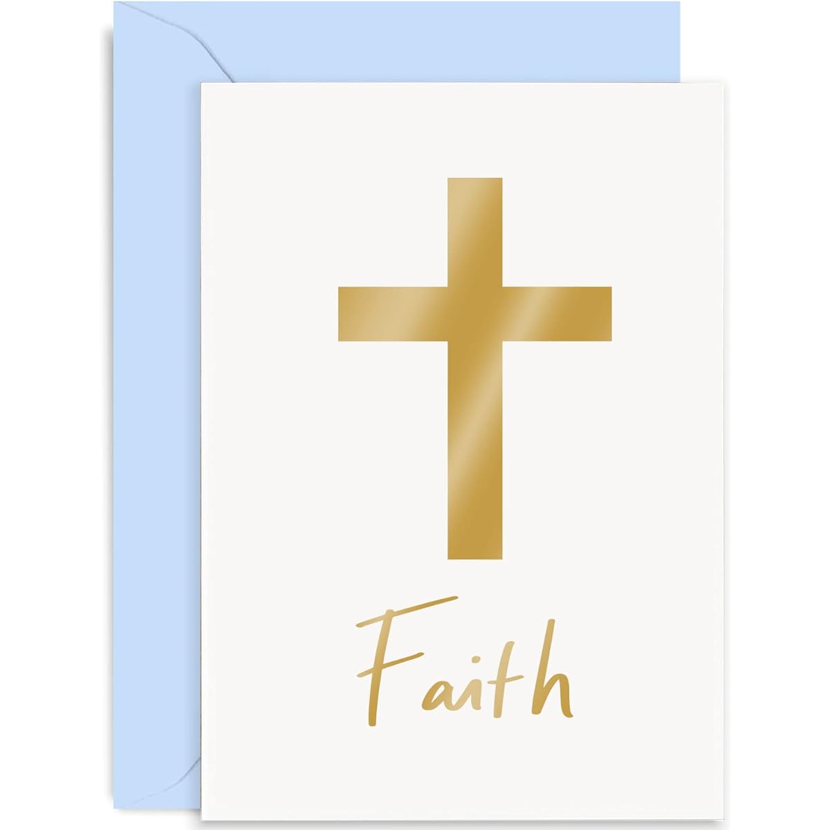 Old English Co. Gold Foil Faith Cards, Easter Religious Holiday Cards for Baptisms and Christenings, Envelope Included, Blank Inside