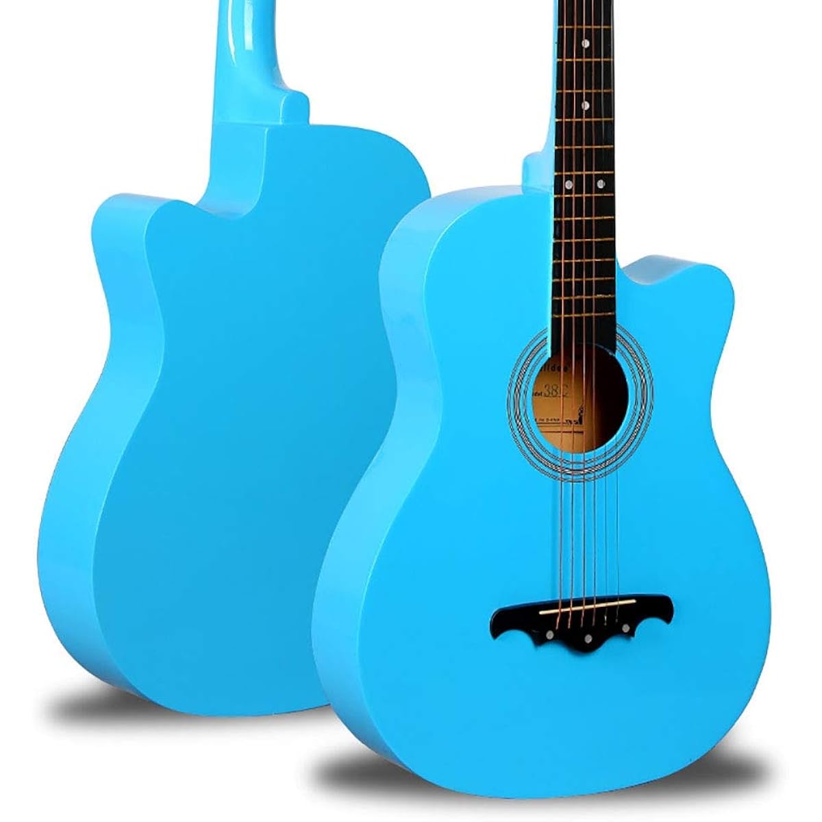 Lightweight Guitar Acoustic 38 Inch Blue Guitar Folk Guitar Beginners Start with Built-in Rod Guitar Tuning Practice China Guitar Easy to Learn (Color: Blue, Size: 38inch)