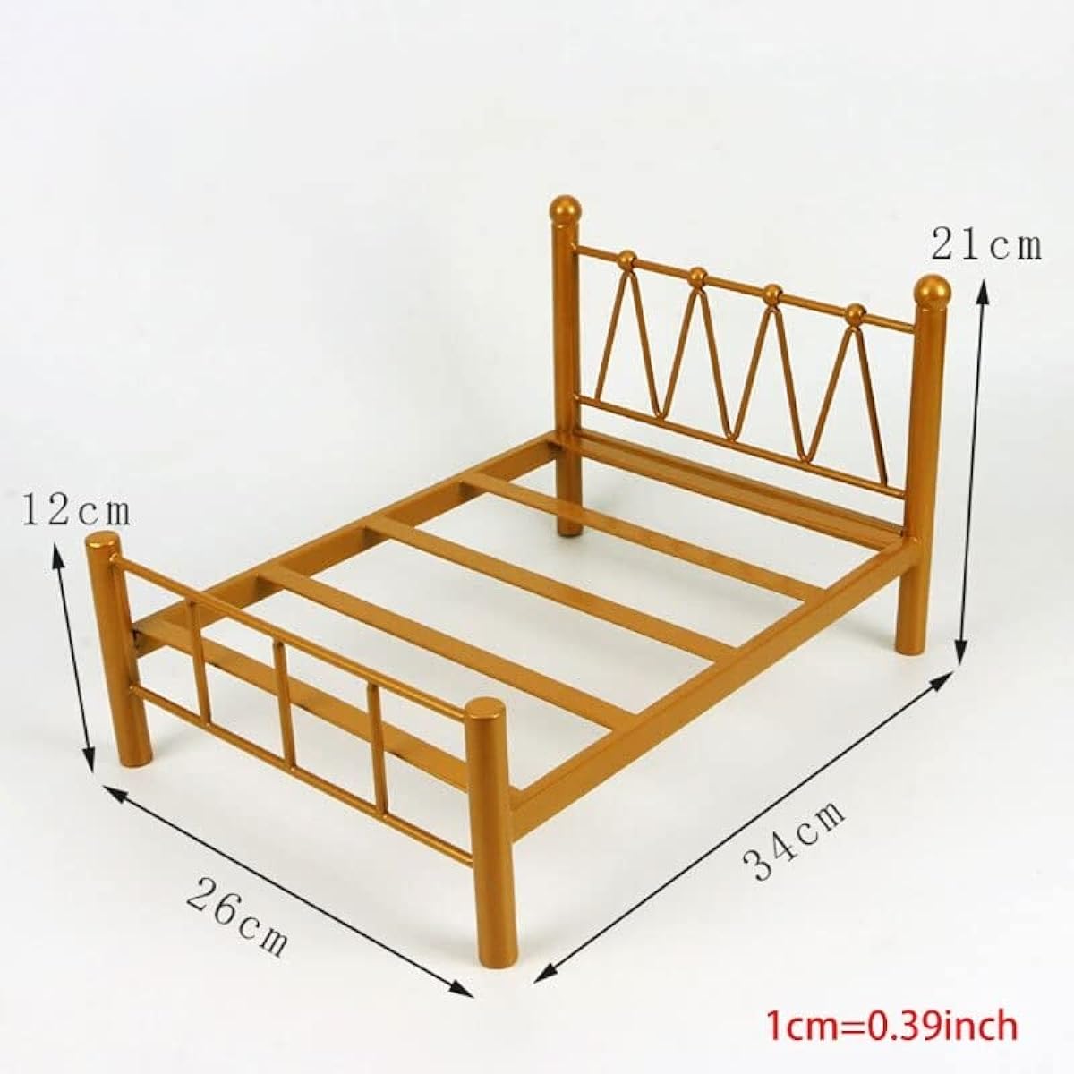 Eledoll 1/6 Dollhouse Bed Luxury Furniture for 12" Fashion Dolls 1:6 Scale Heavy Metal Gold