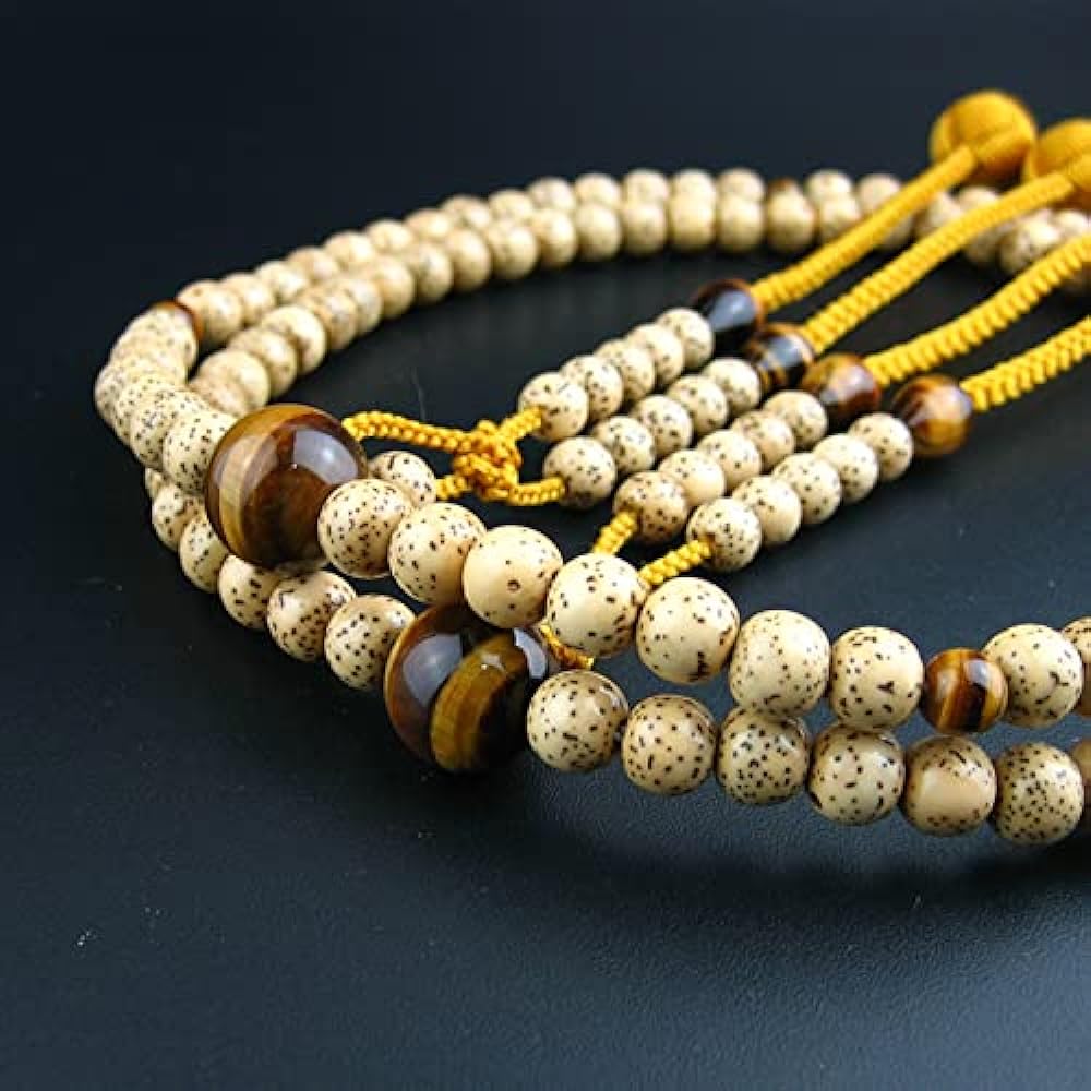 Myorenka, Shingon sect prayer beads, Bodhi tree, Star and moon Bodhi tree, Prayer beads for men, Tiger-eye stone design, Shakuni, Shaksan, Odamaki Sanskrit tenbo, 108 beads, by sect, Koyasan, Honren prayer beads, two-wheeled prayer beads, distribution, b