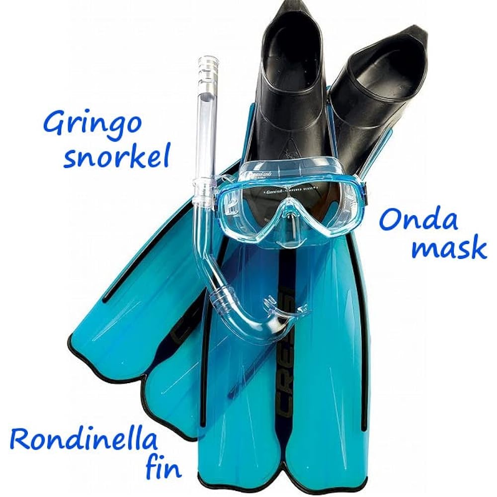 CRESSI snorkeling 3-piece set [RONDINELLA BAG] Full foot fin 1 lens mask simple snorkel [Genuine product]