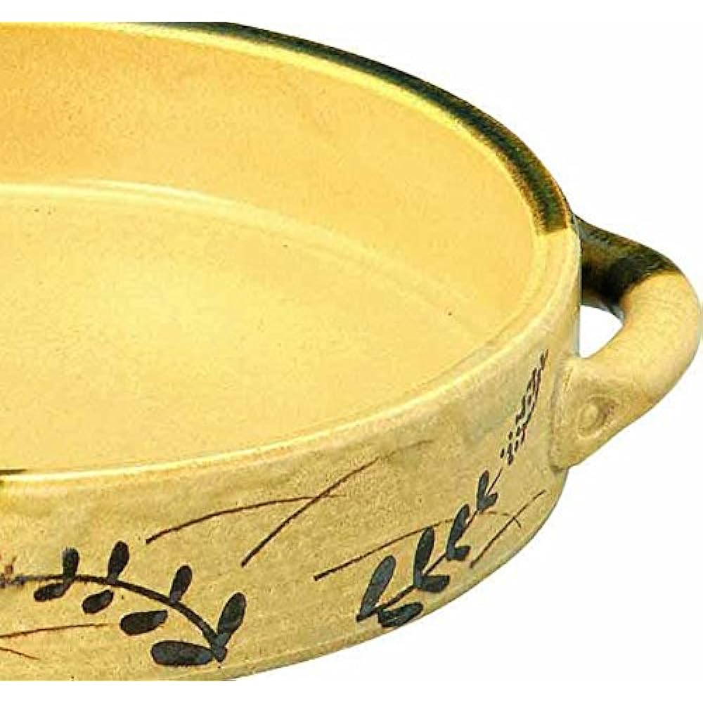 Banko-yaki Open Fire Sukiyaki Ceramic Plate Large Red Brush Mark 32-226